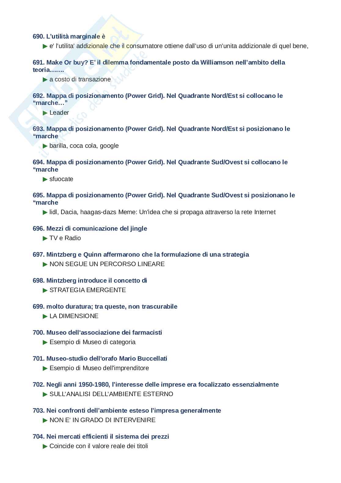 Domande e risposte Strategie di comunicazione d'impresa, ordine alfabetico 2025 Pag. 46