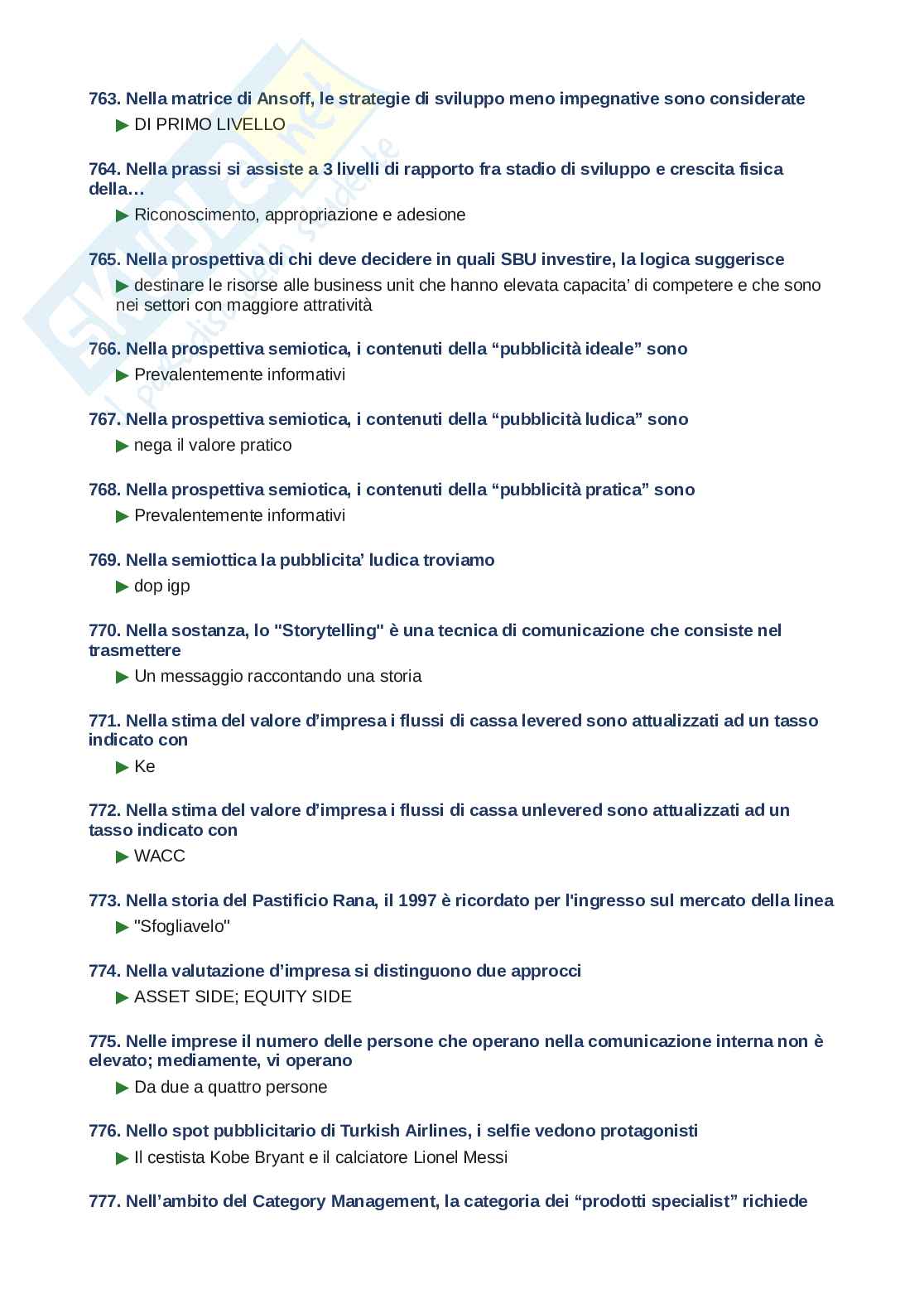 Domande e risposte Strategie di comunicazione d'impresa, ordine alfabetico 2025 Pag. 51