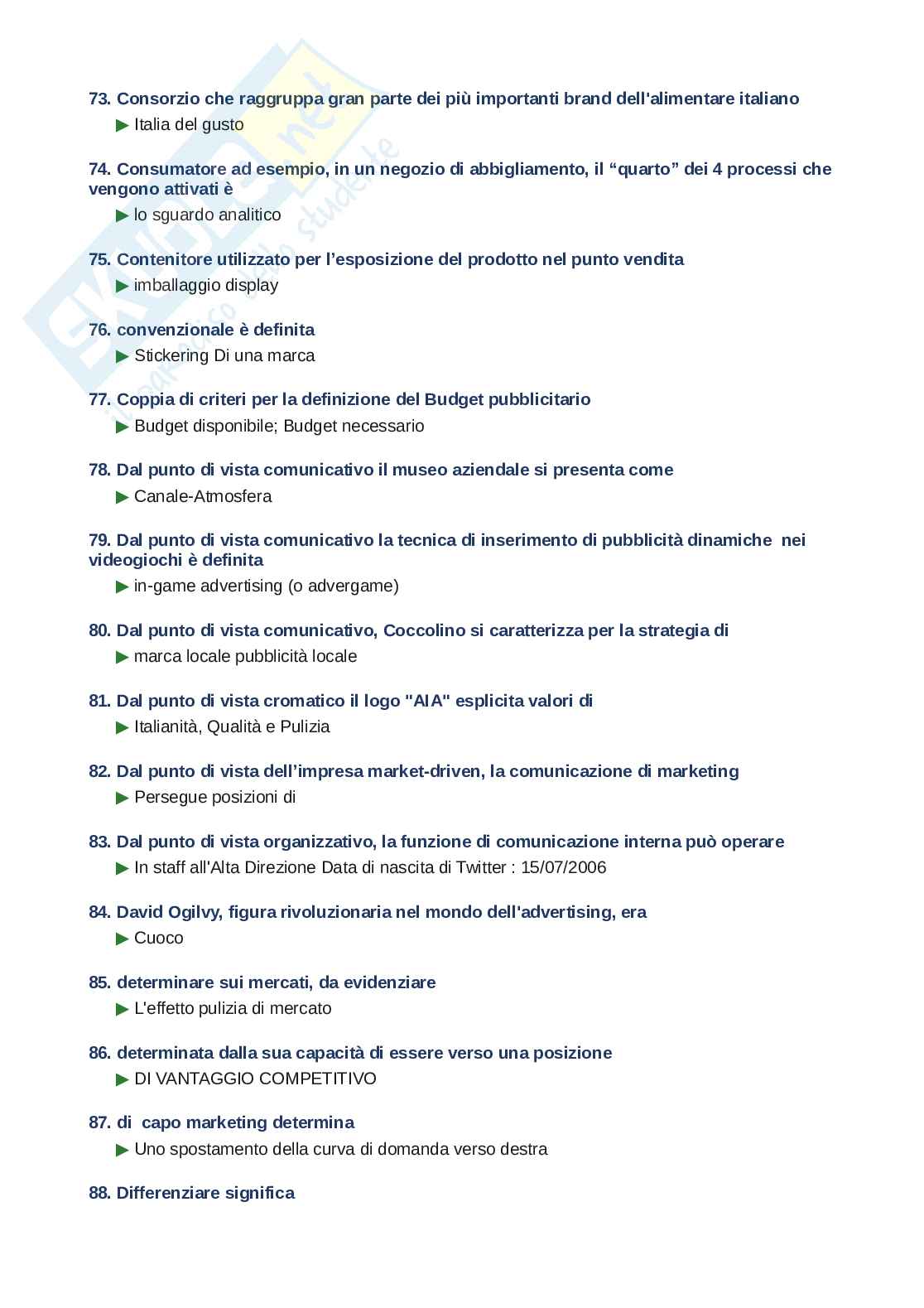 Domande e risposte Strategie di comunicazione d'impresa, ordine alfabetico 2025 Pag. 6