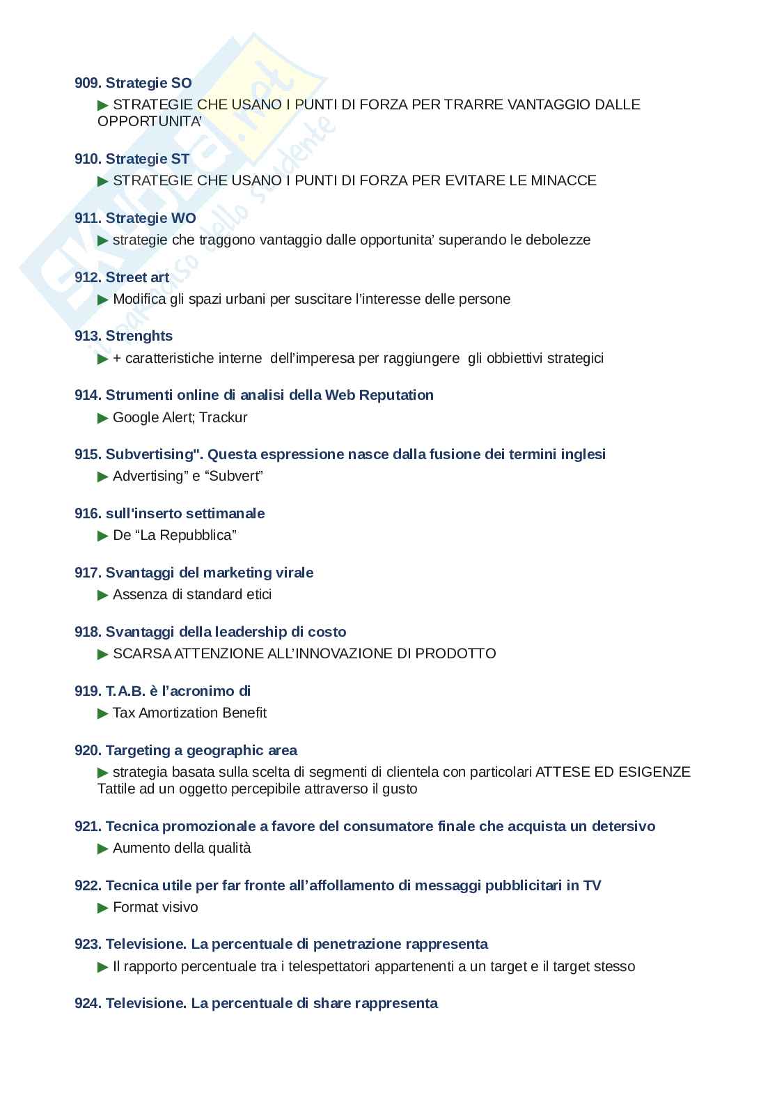 Domande e risposte Strategie di comunicazione d'impresa, ordine alfabetico 2025 Pag. 61