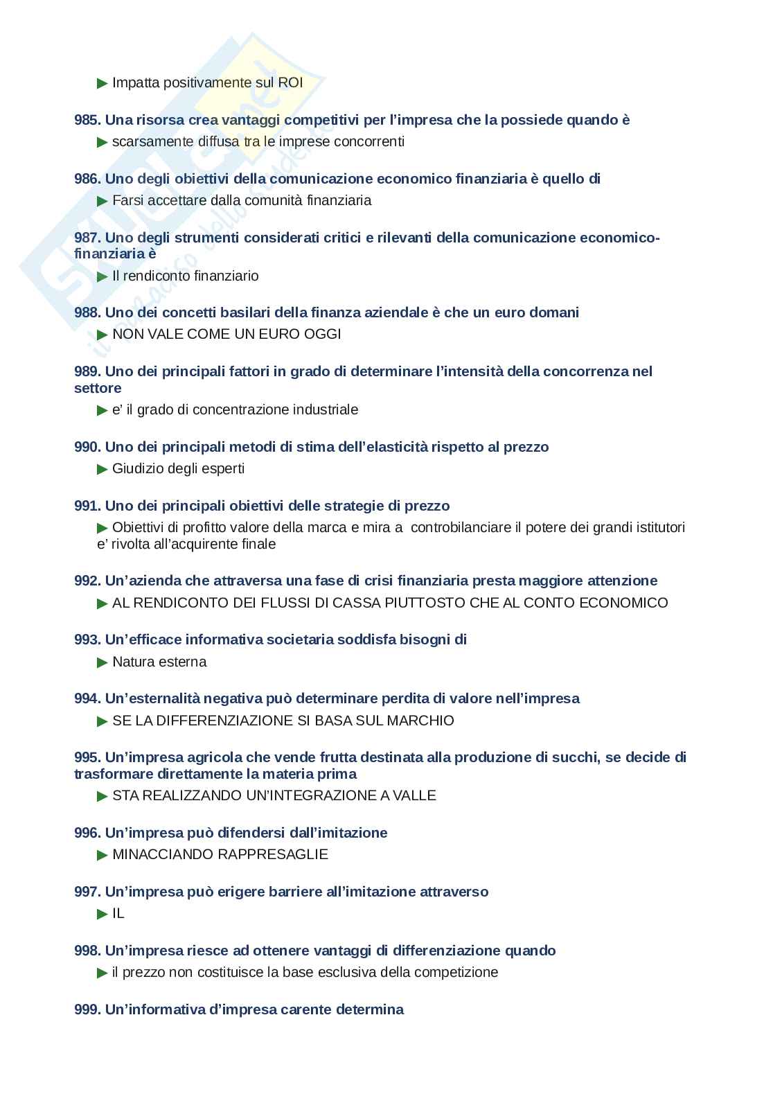 Domande e risposte Strategie di comunicazione d'impresa, ordine alfabetico 2025 Pag. 66