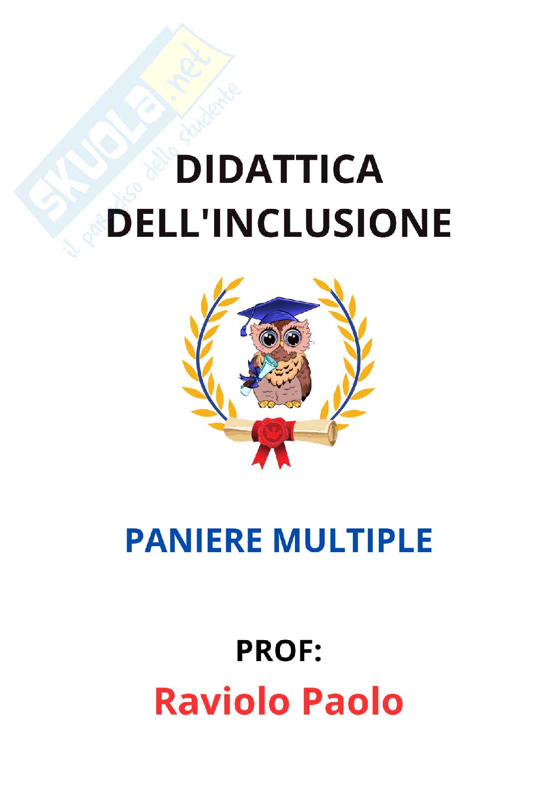 Paniere Didattica dell'inclusione (2026) - Risposte multiple corrette Pag. 1
