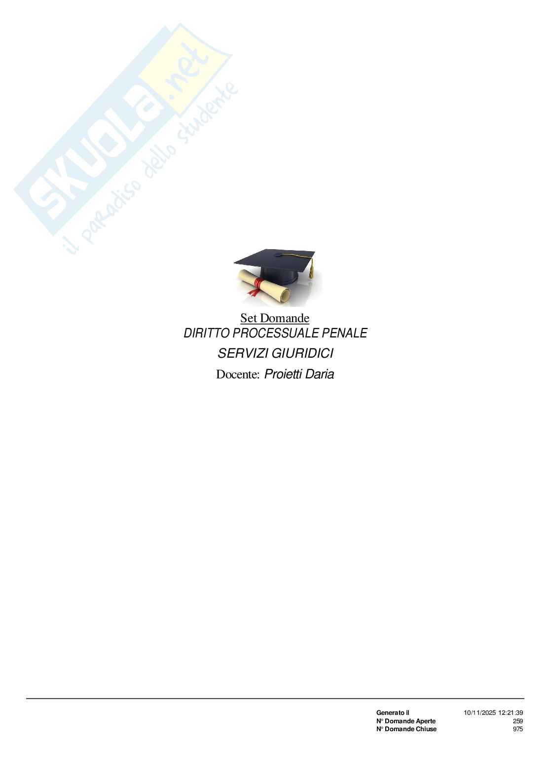 Paniere nuovo (2025) completo di Diritto processuale penale  Pag. 1