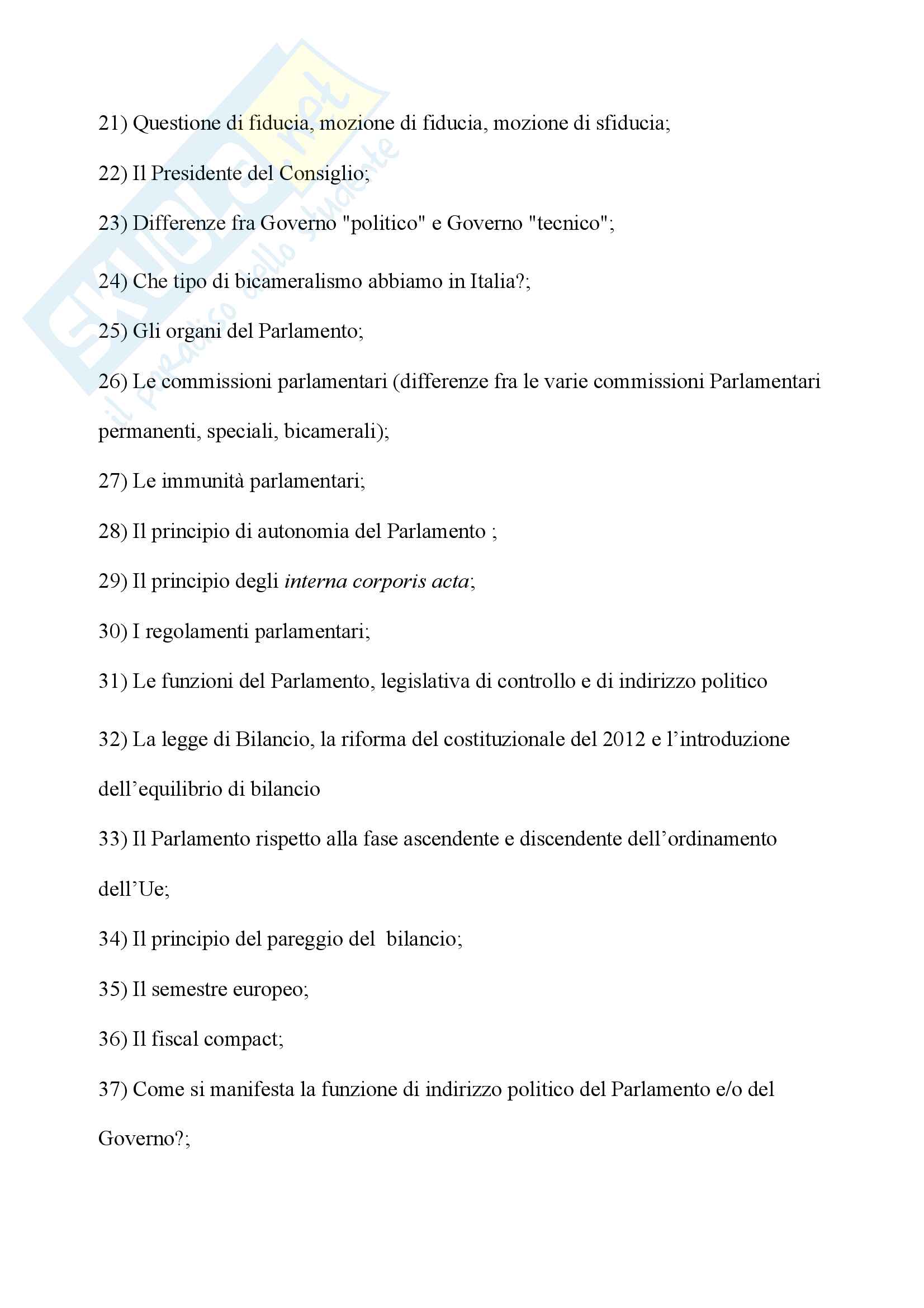 Potenziali domande esame Istituzioni di diritto pubblico Pag. 2