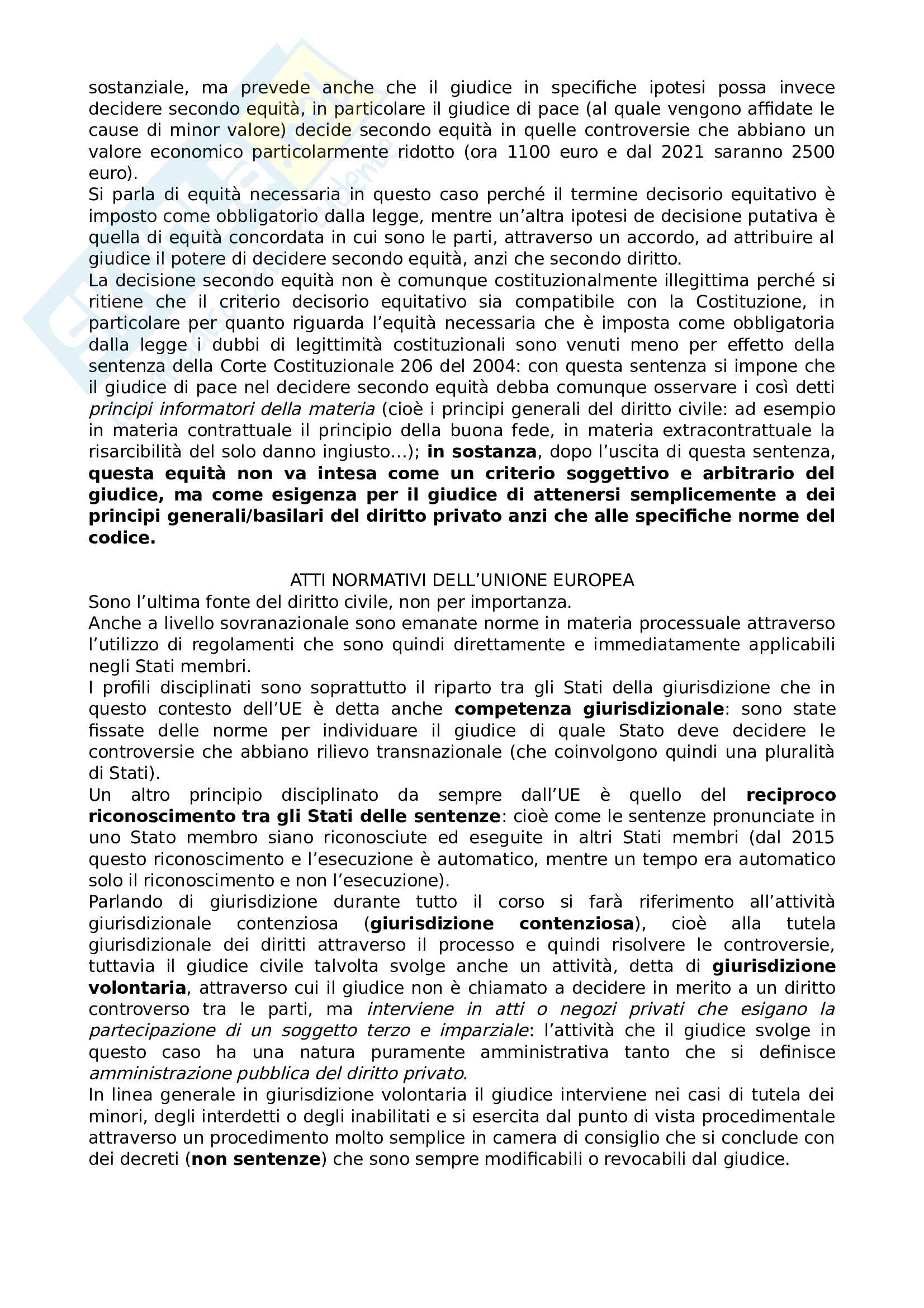 Riassunto lezioni "Elementi di procedura civile" (Codice esame: 121278) Pag. 6
