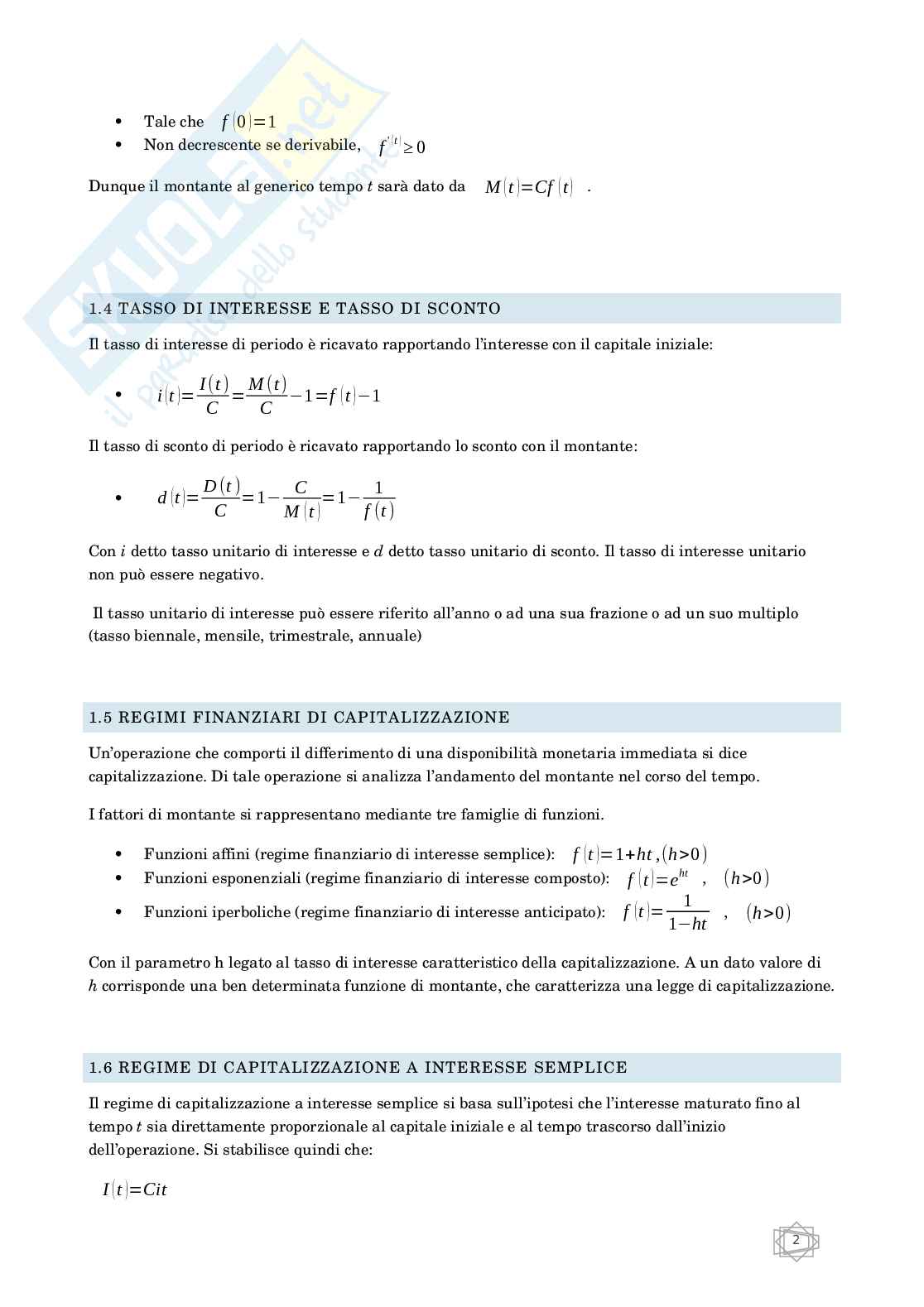 Riassunto di Matematica Finanziaria Pag. 6
