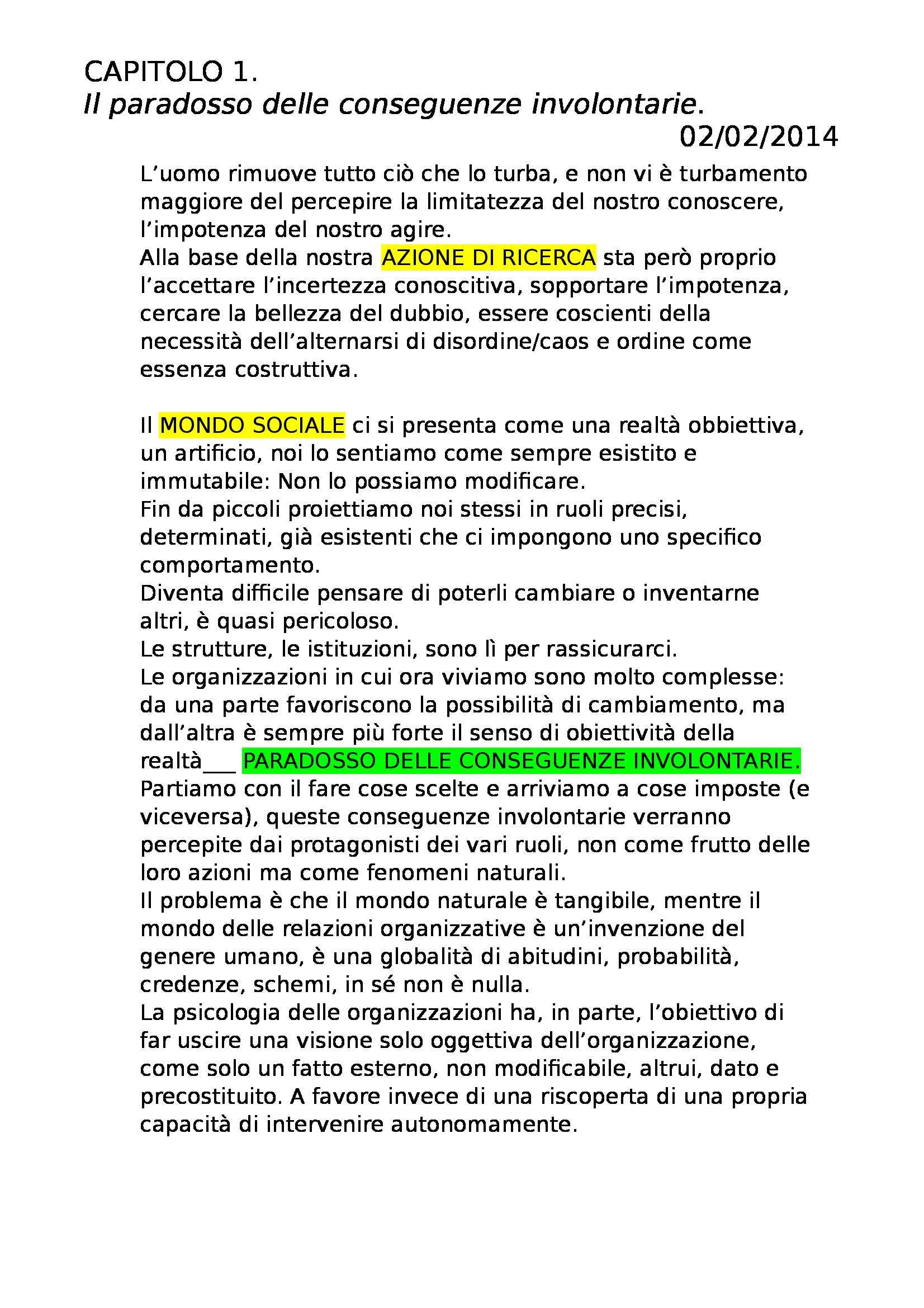 Riassunto esame Psicologia del Lavoro, prof. Marocci, libro consigliato Inventare l'Organizzazione. Idee per un buon lavoro Pag. 1