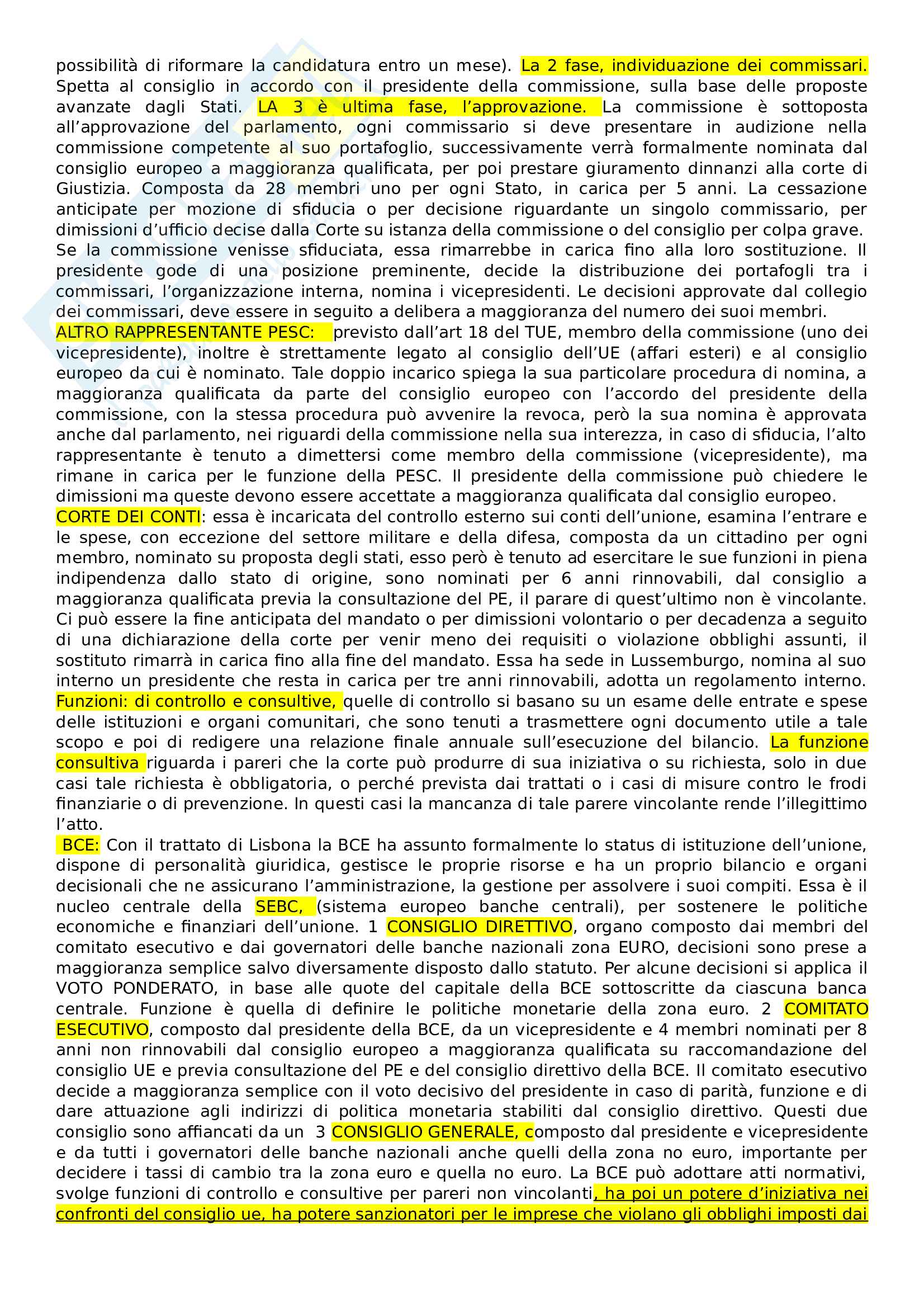 Riassunto esame di diritto e istituzioni dell'Unione Europea, prof. Curti Gialdino, libro consigliato "Manuale di diritto dell'Unione Europea" di R. Adam e A. Tizzano Pag. 6
