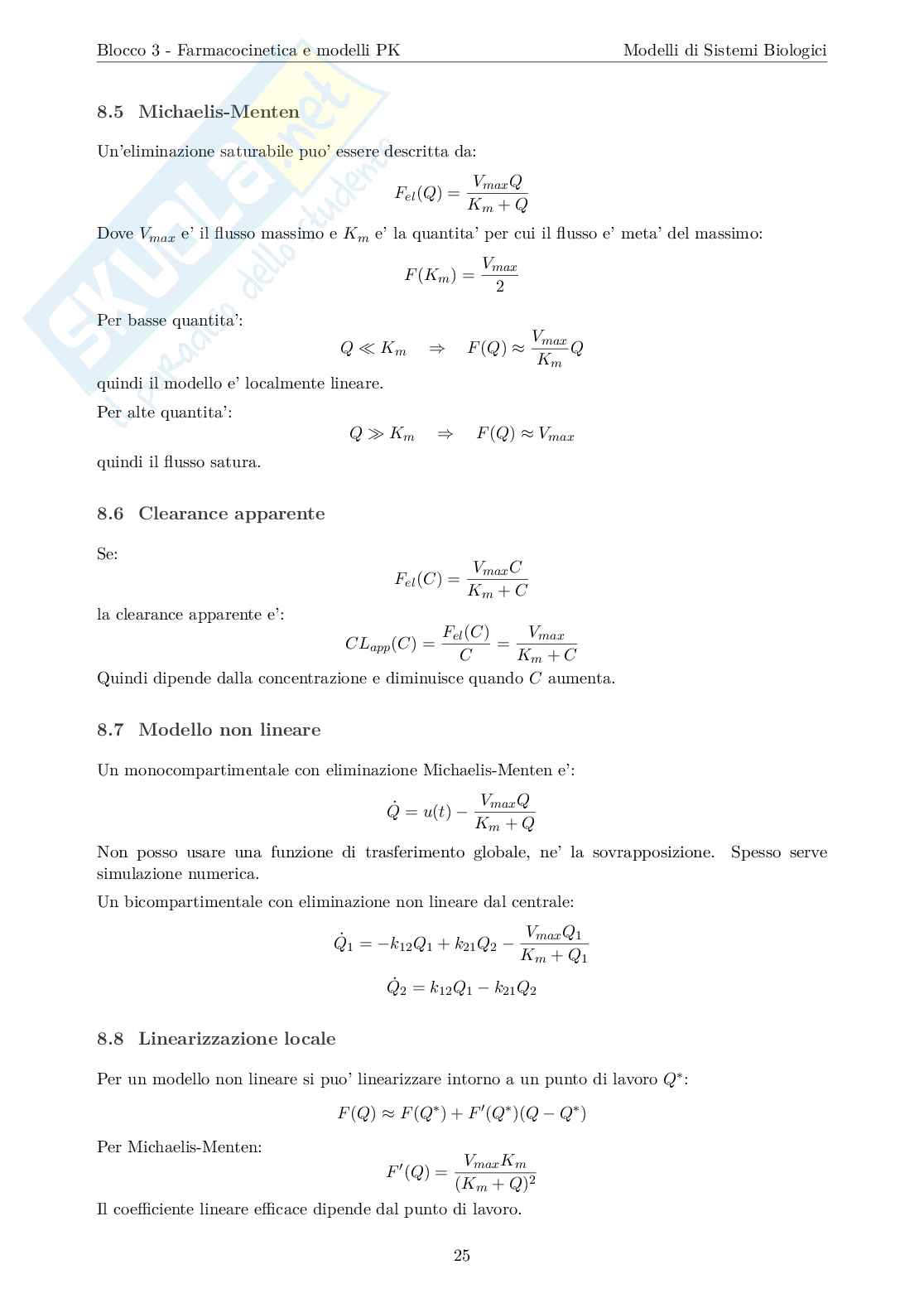 Blocco 3 di Modelli di sistemi biologici - Farmacocinetica e modelli PBPK e ACAT Pag. 26
