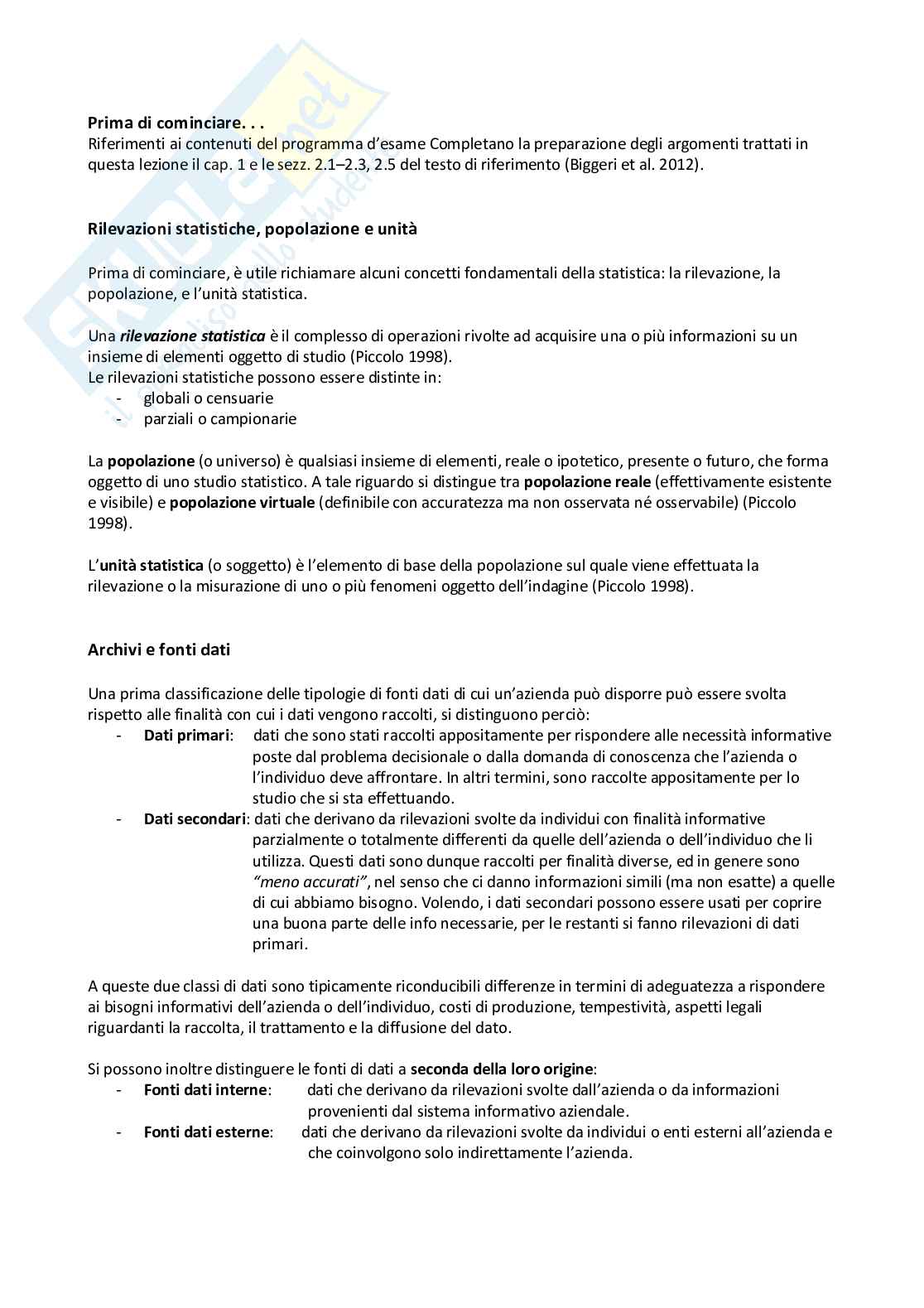 Appunti delle lezioni di Statistica MCI Pag. 1
