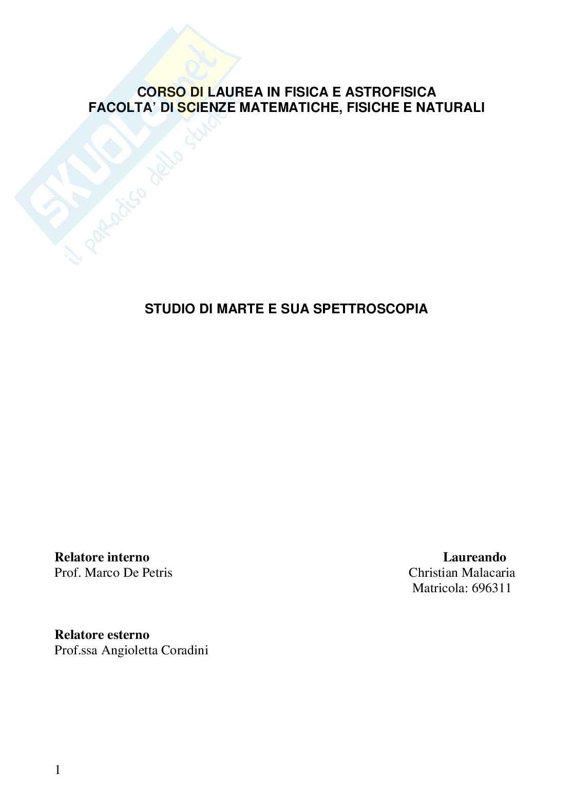 Studio di Marte: Combinazione di tecniche spettroscopiche per una dettagliata analisi del pianeta Pag. 2