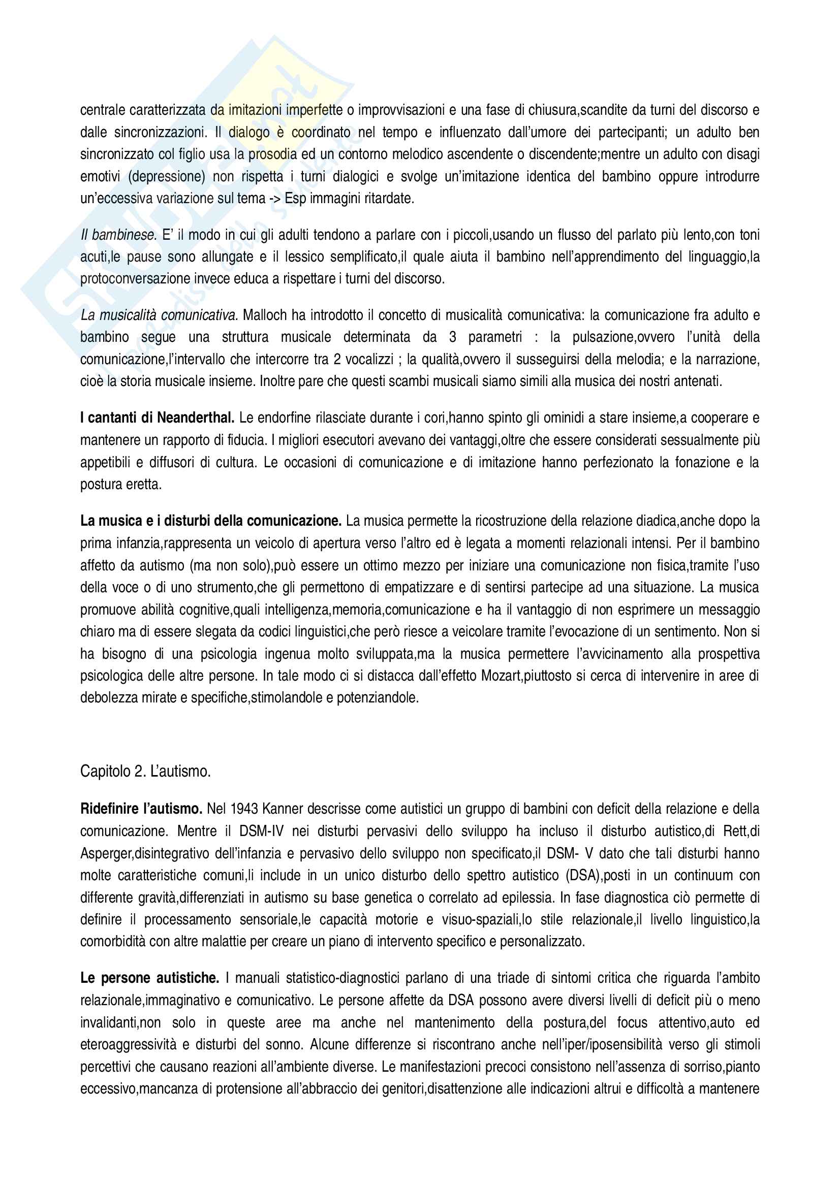 Riassunto esame Didattica speciale, prof. Murdaca, libro consigliato Autismo e Musica, Guiot Pag. 2