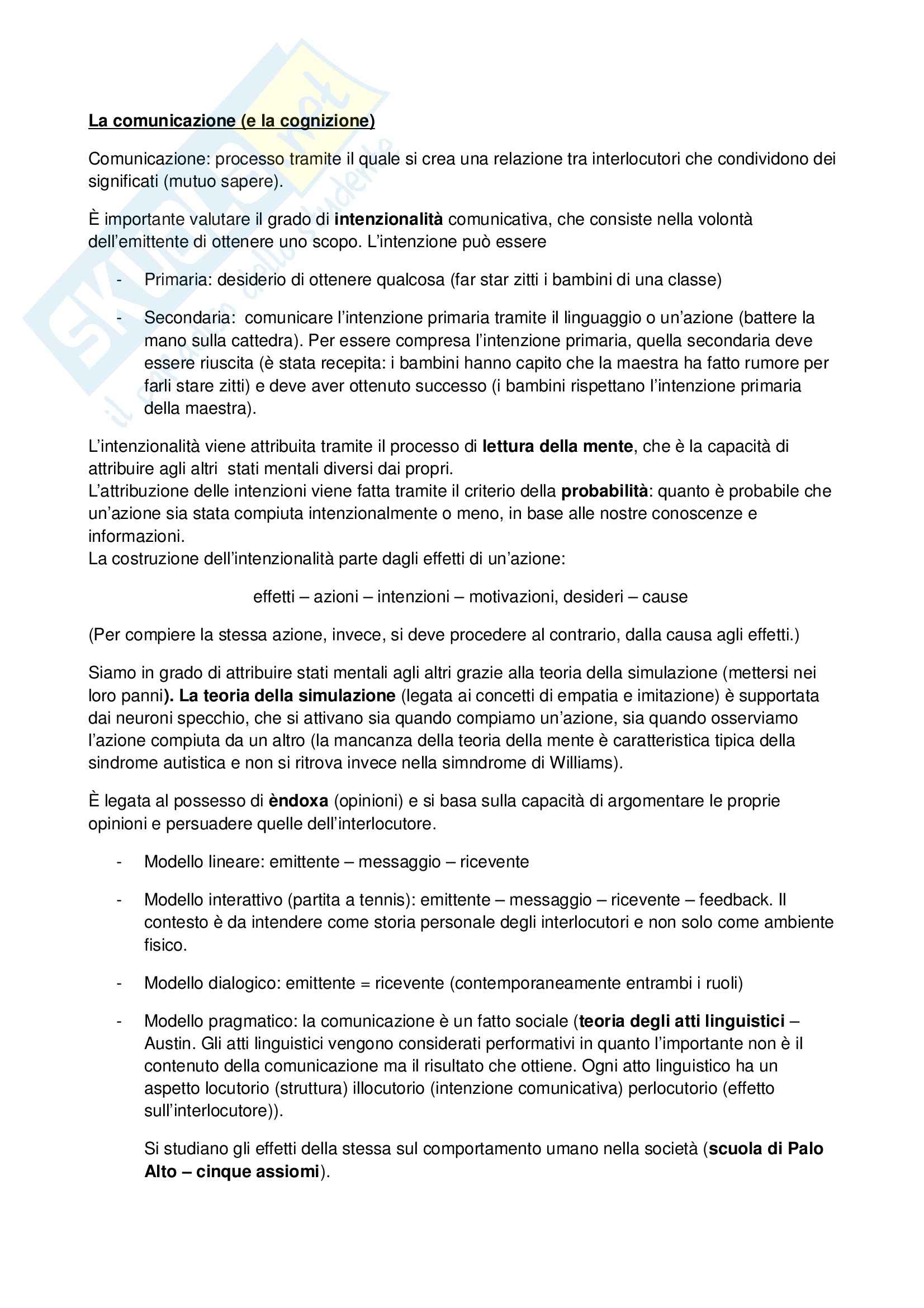Tecniche psicologiche di comunicazione efficace – Comunicazione e cognizione Pag. 1