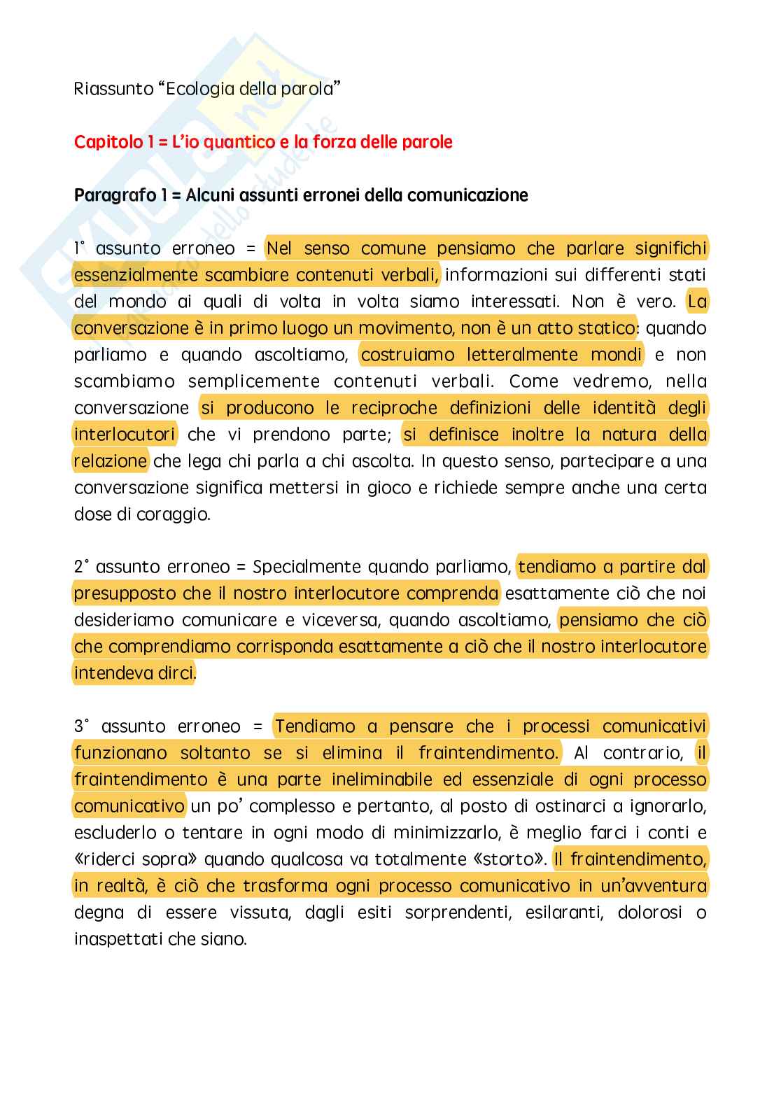 Riassunto esame Sociologia della comunicazione e dei media, Prof. Luchetti Lia, libro consigliato Ecologia della Parola, Tota Pag. 1