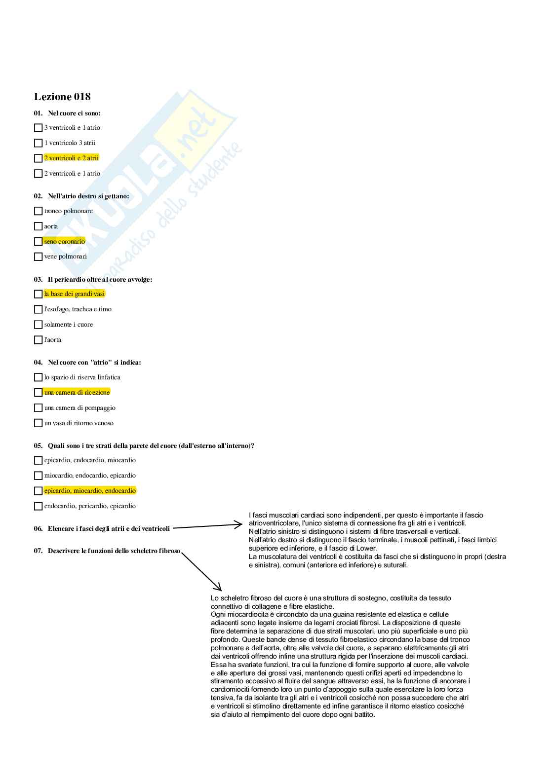Paniere completo di Anatomia umana - Risposte multiple e aperte - aggiornato (2026) Pag. 16