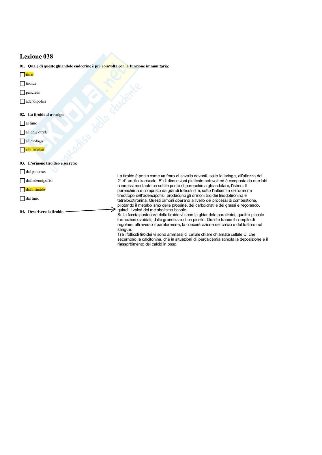 Paniere completo di Anatomia umana - Risposte multiple e aperte - aggiornato (2026) Pag. 31
