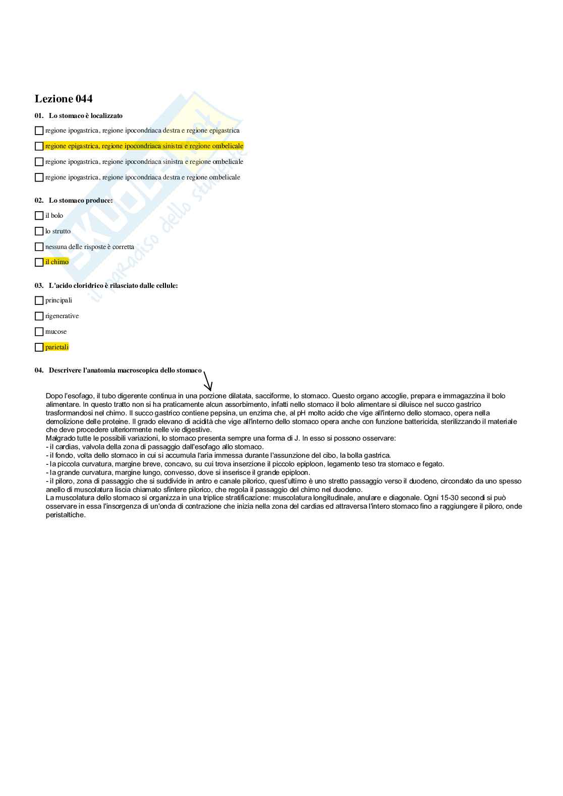 Paniere completo di Anatomia umana - Risposte multiple e aperte - aggiornato (2026) Pag. 36