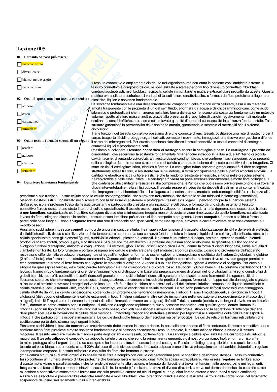 Paniere completo di Anatomia umana - Risposte multiple e aperte - aggiornato (2026) Pag. 6