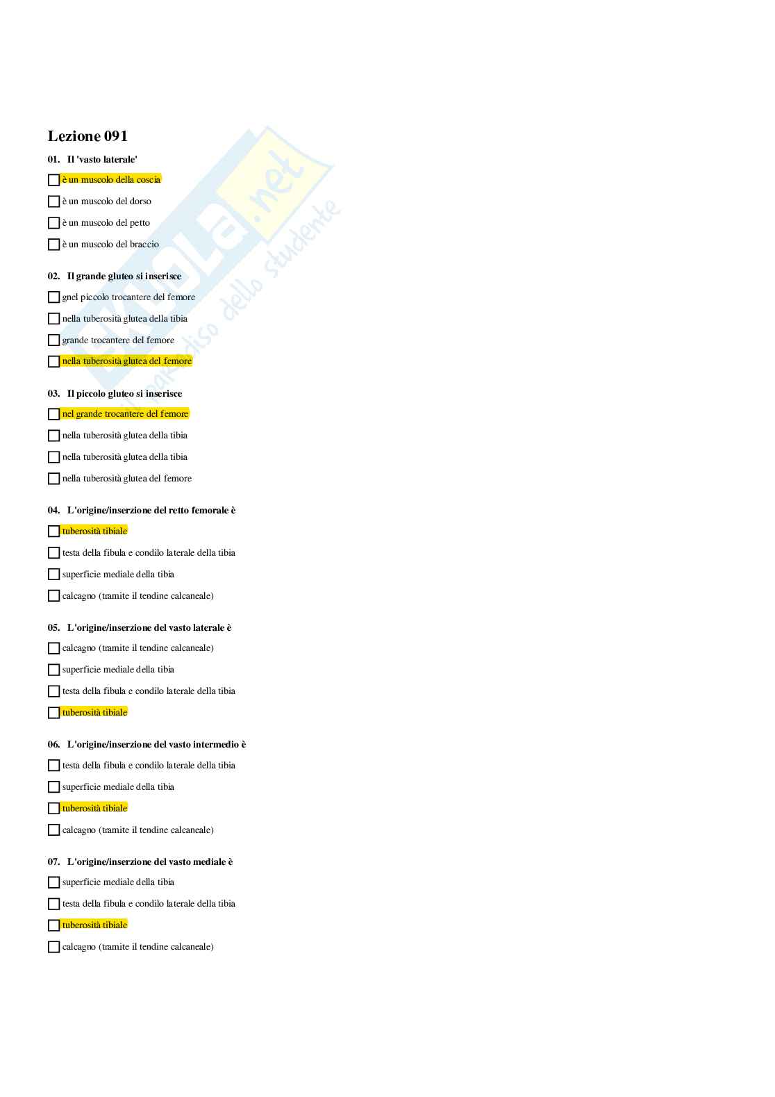 Paniere completo di Anatomia umana - Risposte multiple e aperte - aggiornato (2026) Pag. 81