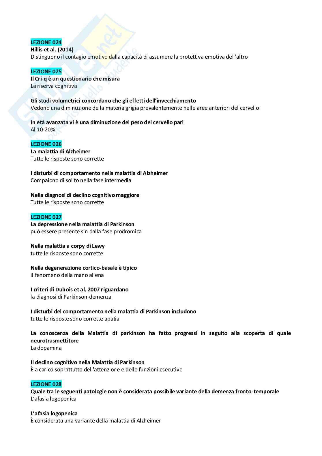 Paniere svolto Neuropsicologia Pag. 6