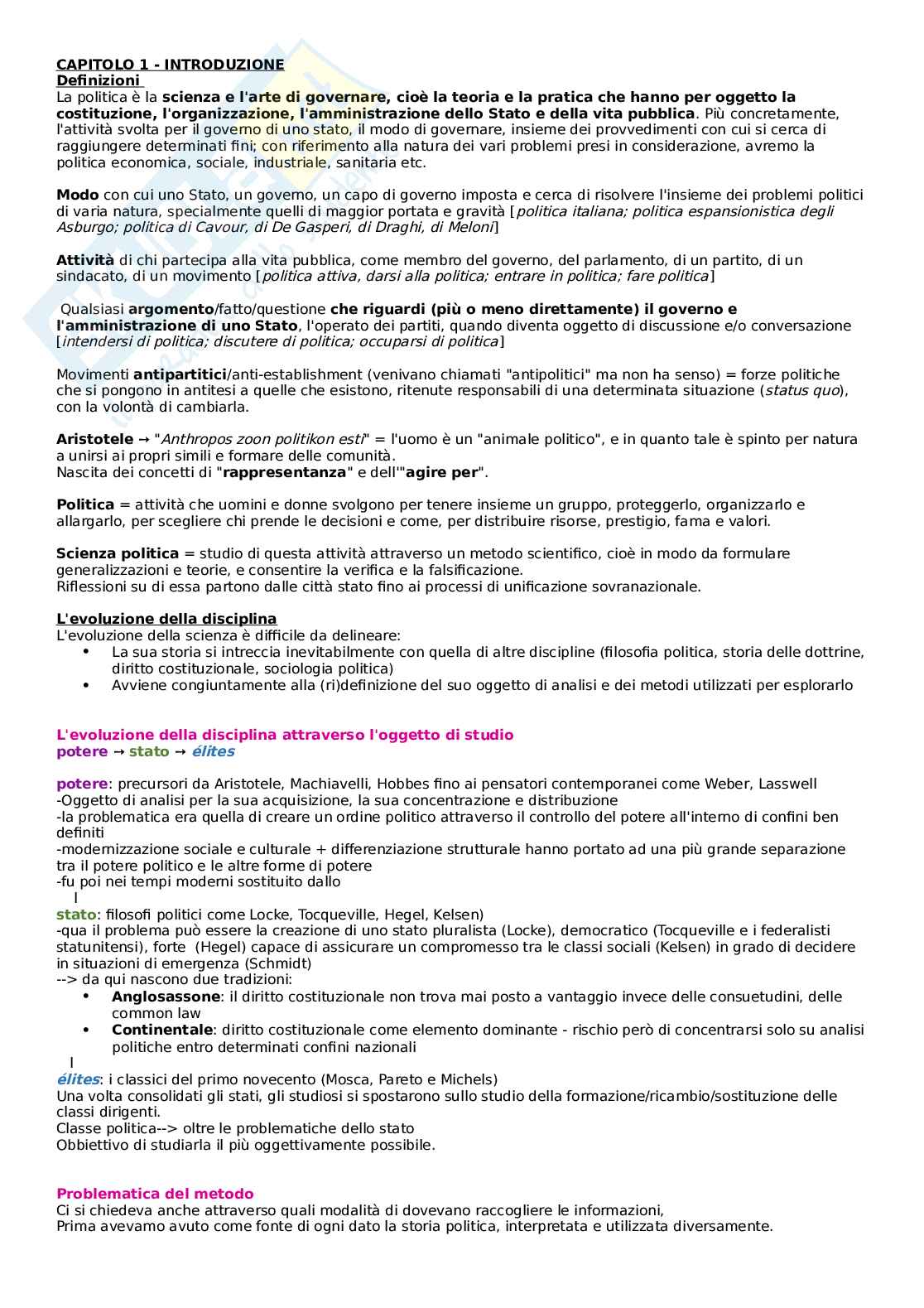 Appunti lezione Scienza politica Pag. 1