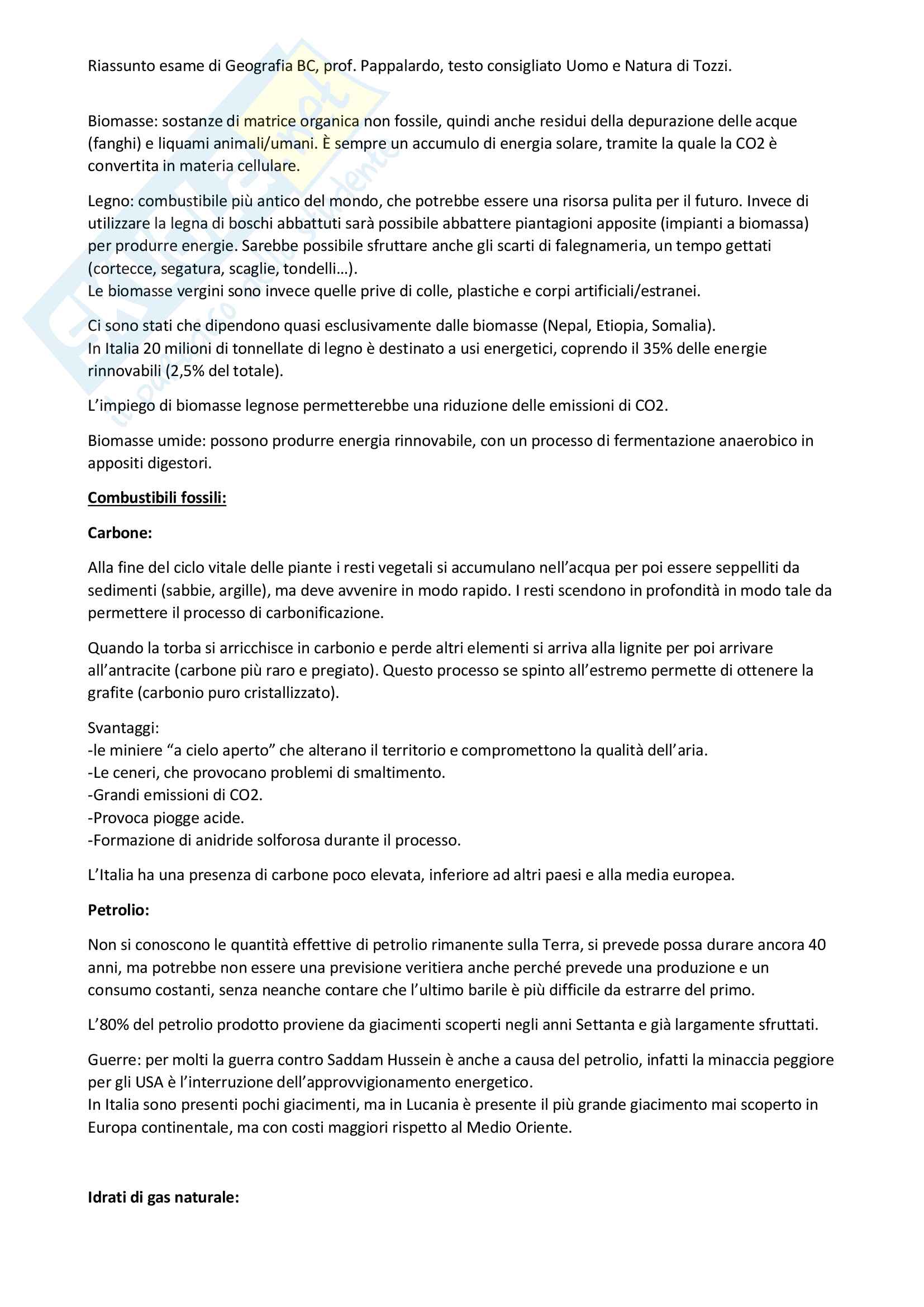 Riassunto esame di Geografia BC, prof. Pappalardo, testo consigliato Uomo e Natura di Tozzi Pag. 6