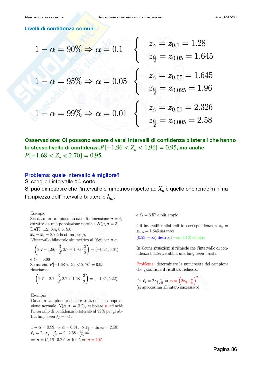 Probabilità e Statistica Pag. 86
