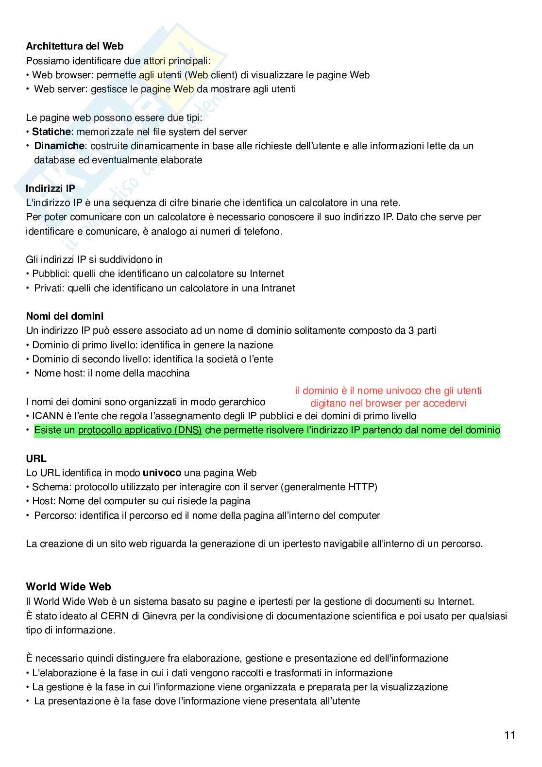 Appunti di lezione Fondamenti di Informatica per il Web Design Pag. 11