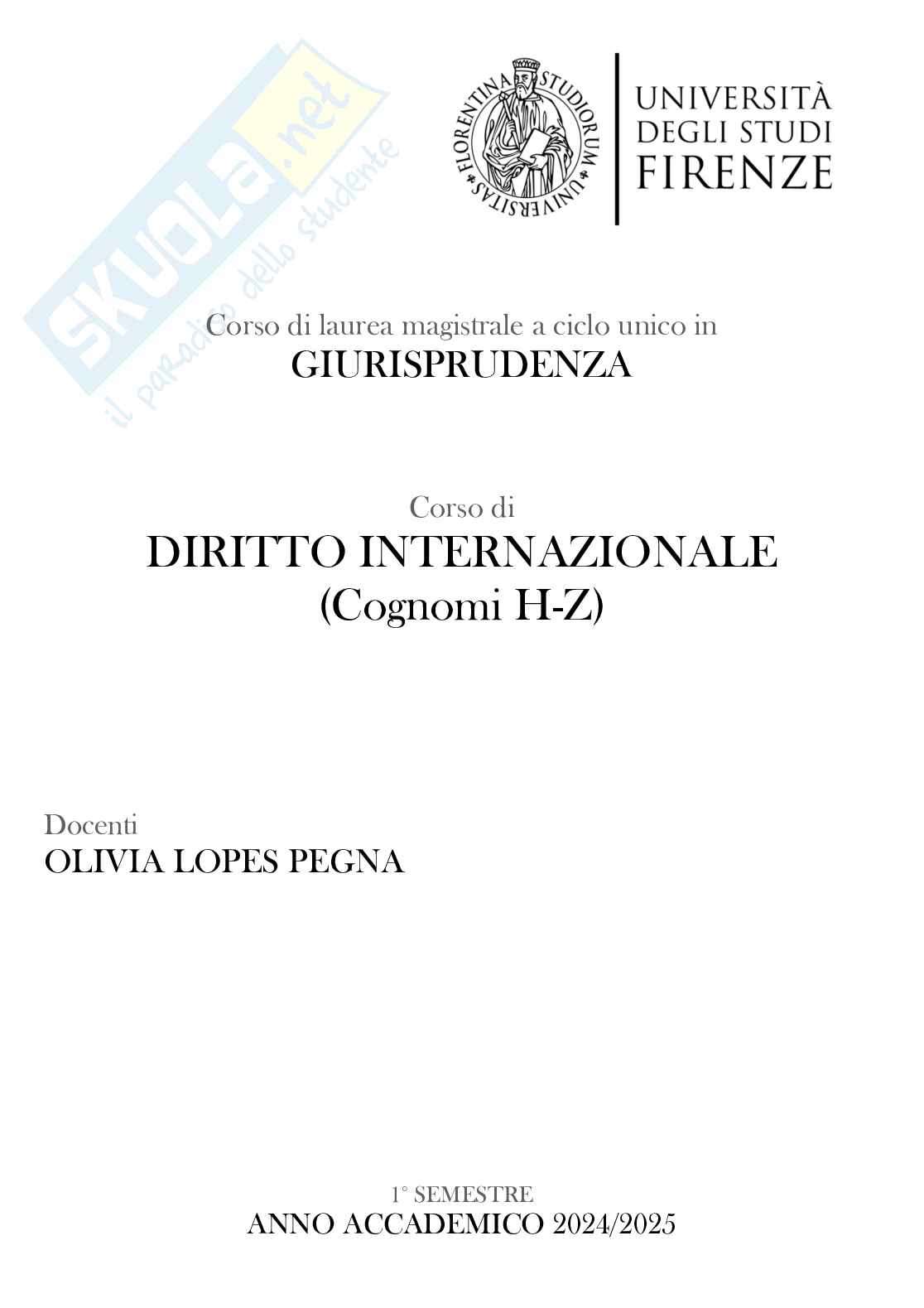 Appunti delle lezioni di Diritto internazionale  Pag. 1