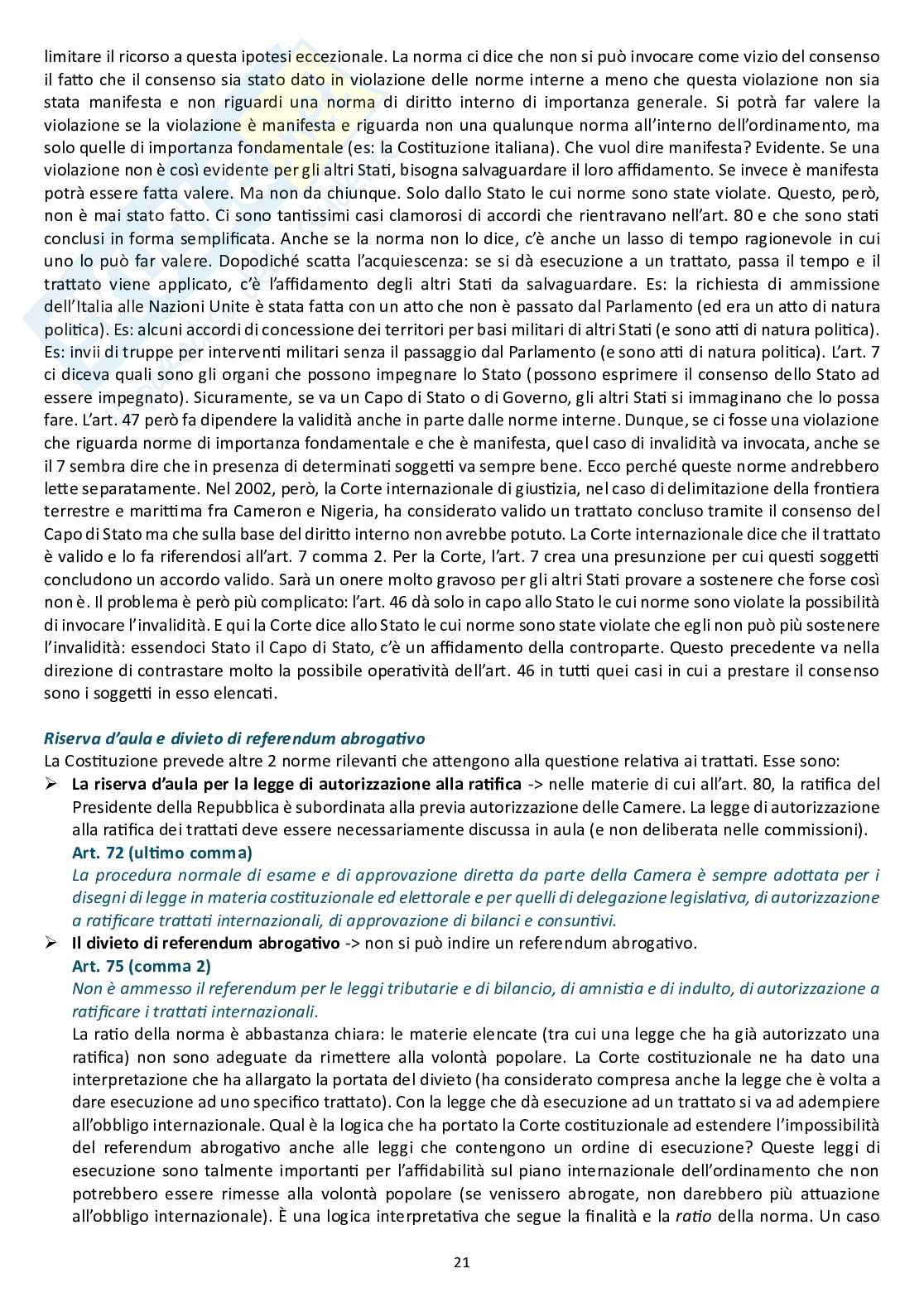 Appunti delle lezioni di Diritto internazionale  Pag. 21