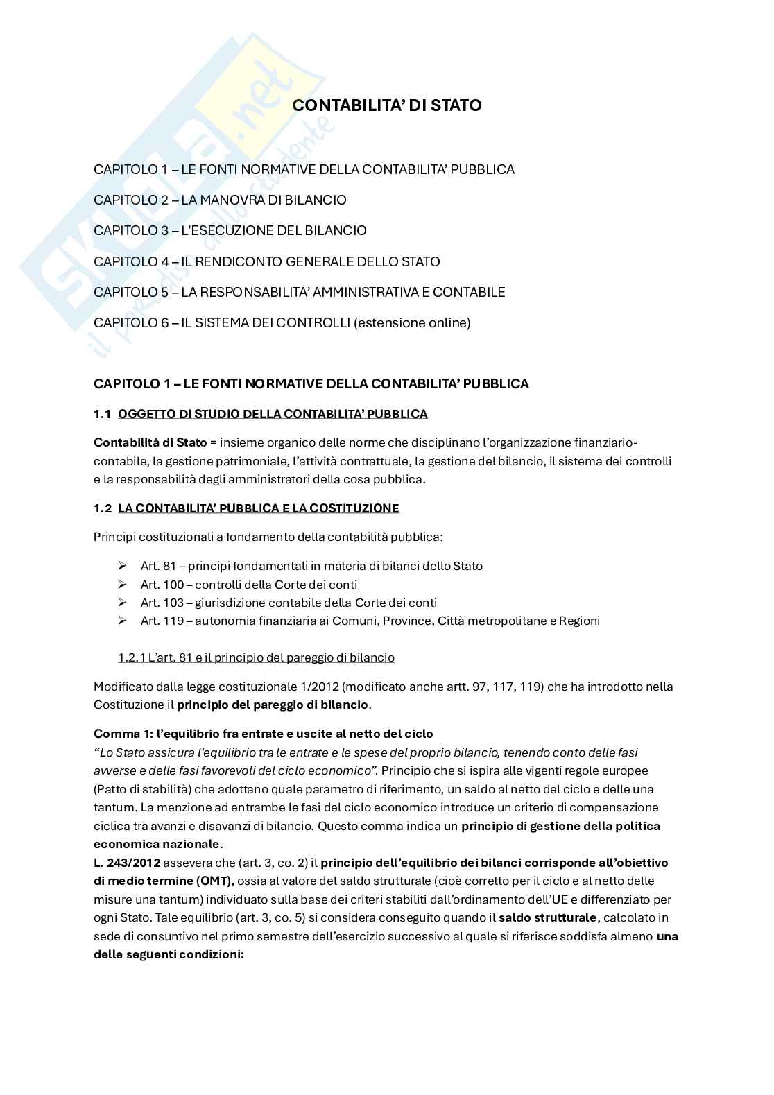 Contabilità dello Stato Pag. 1