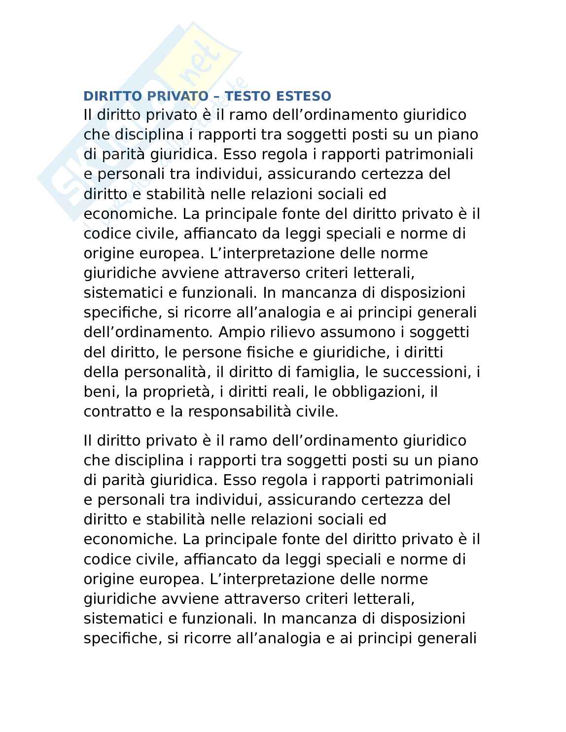 Appunti Diritto privato Pag. 1