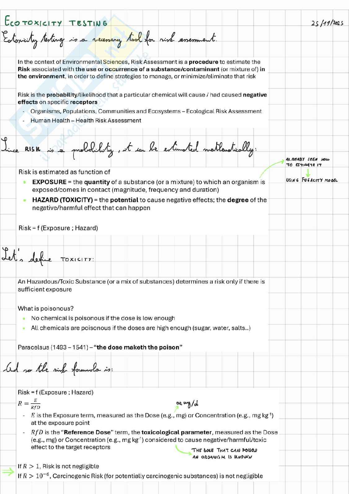 Ecotoxicology and health risk assessment Pag. 66