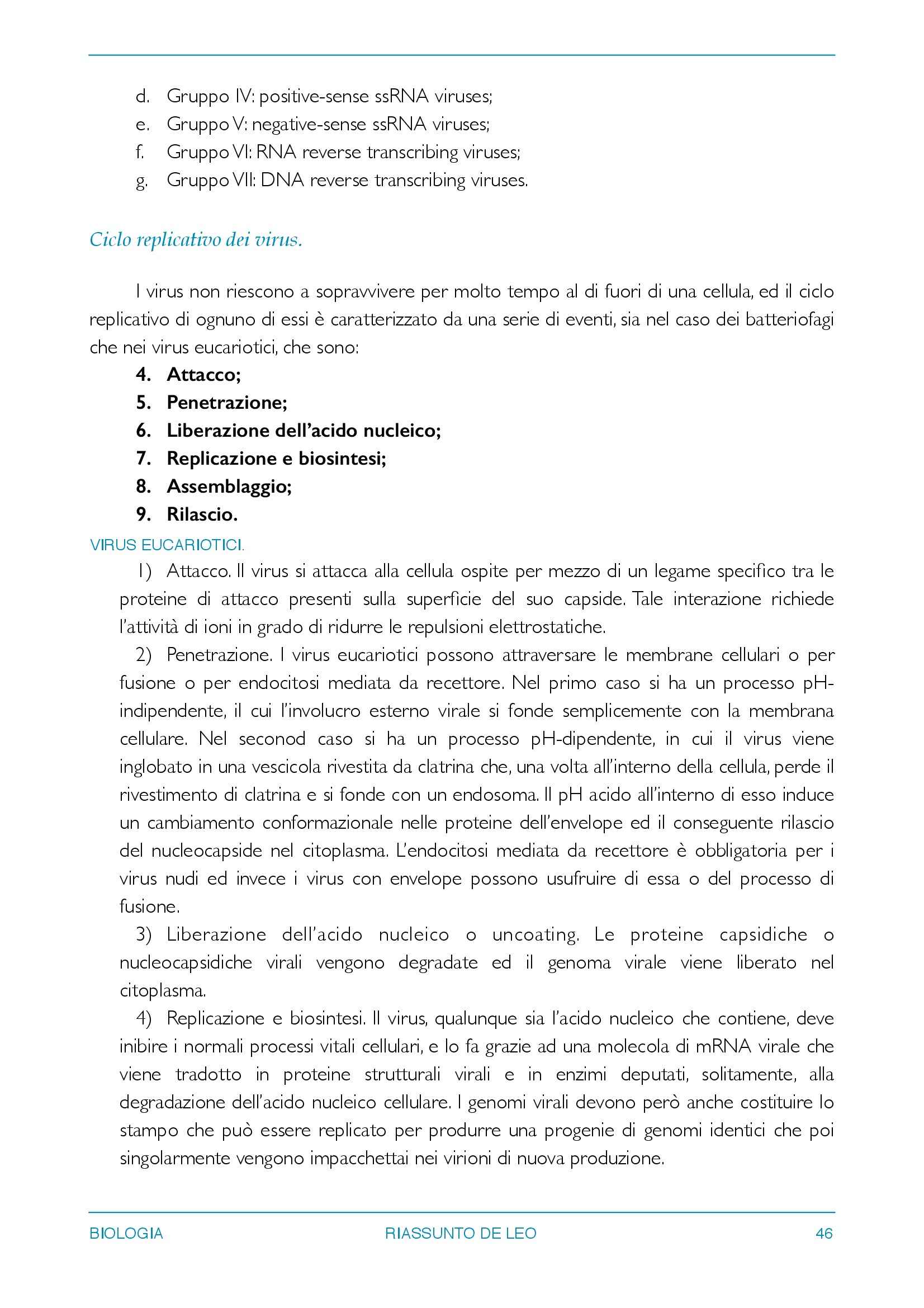 Riassunto esame Biologia applicata, prof. Scalia, libro consigliato e Genetica, De Leo Pag. 46