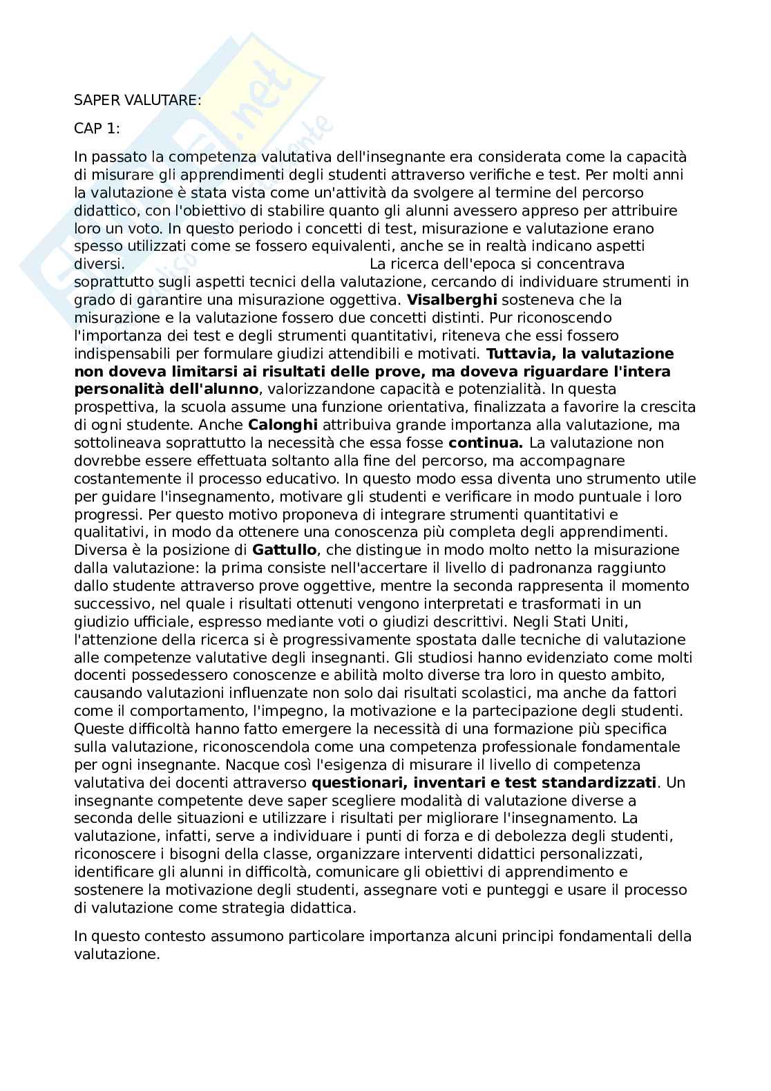 Riassunto esame Pedagogia sperimentale, Prof. Girotti Luca, libro consigliato Saper (ben) valutare: repertori, modelli e istanze formative per l'assestment literacy degli insegnanti, Pastore Pag. 1