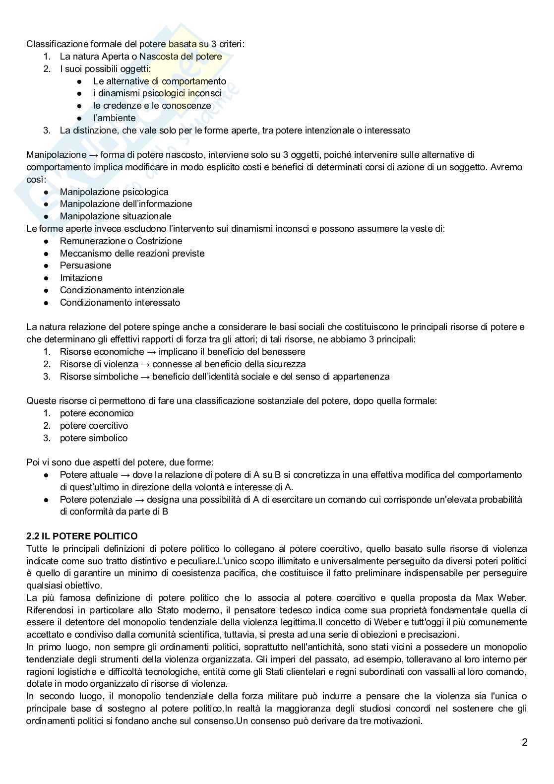 Riassunto esame Scienza politica, Prof. Cama Giampiero, libro consigliato Potere e teoria politica , Stoppino Pag. 2
