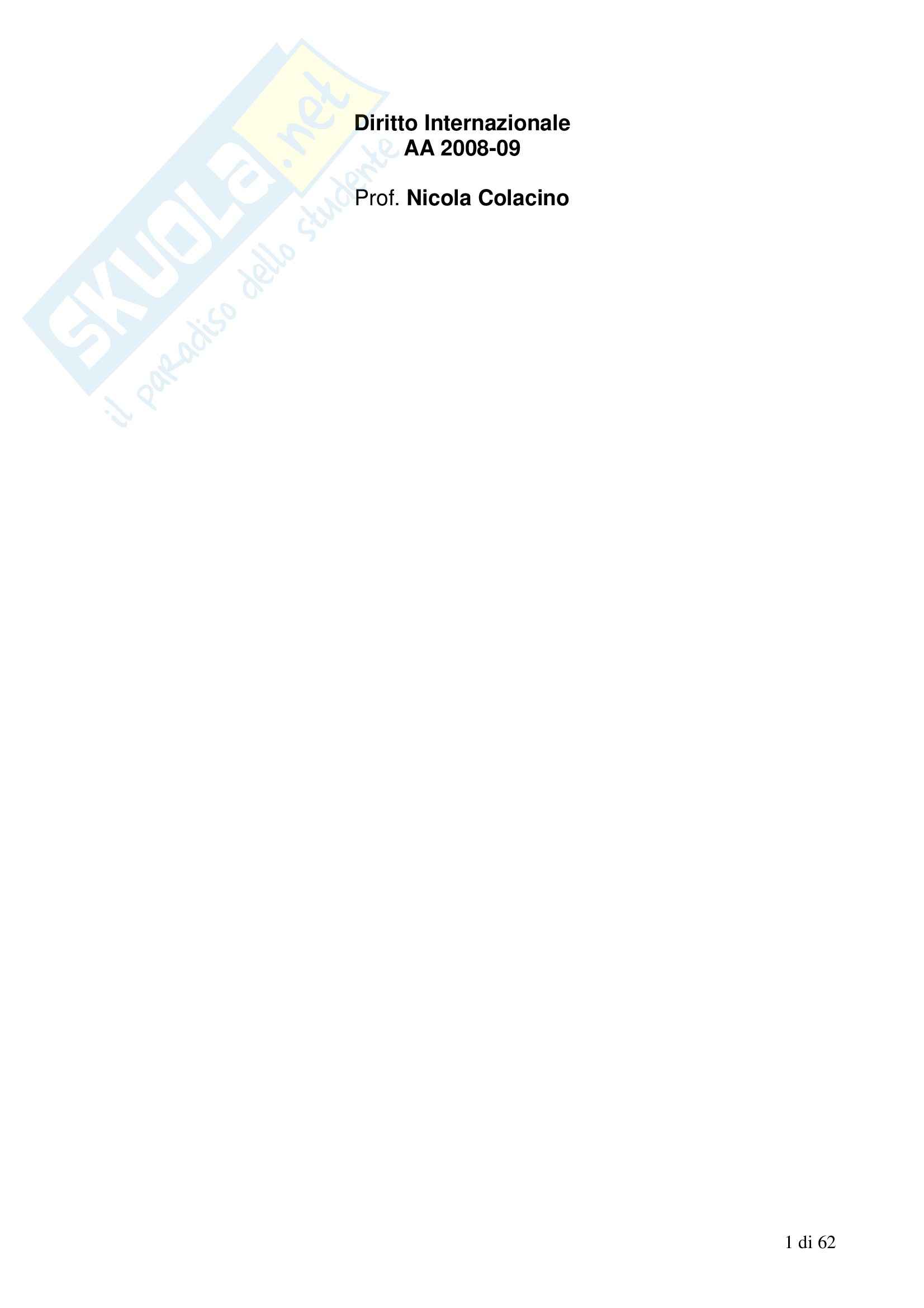 Diritto internazionale - Appunti Pag. 1
