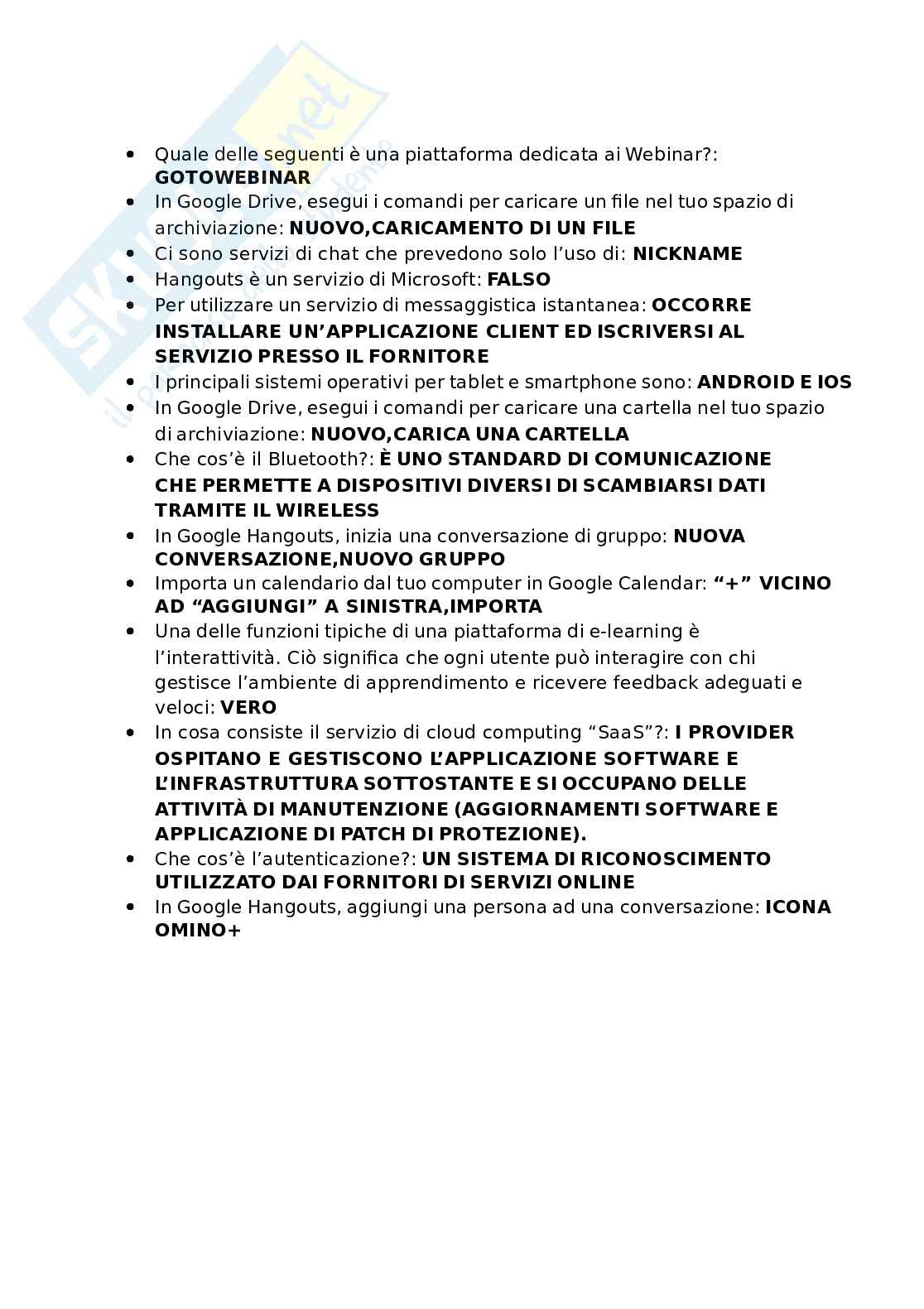 Tutte le risposte complete e aggiornate Eipass 7 moduli - Modulo 3: Comunicare e collaborare in rete. In ordine Pag. 2
