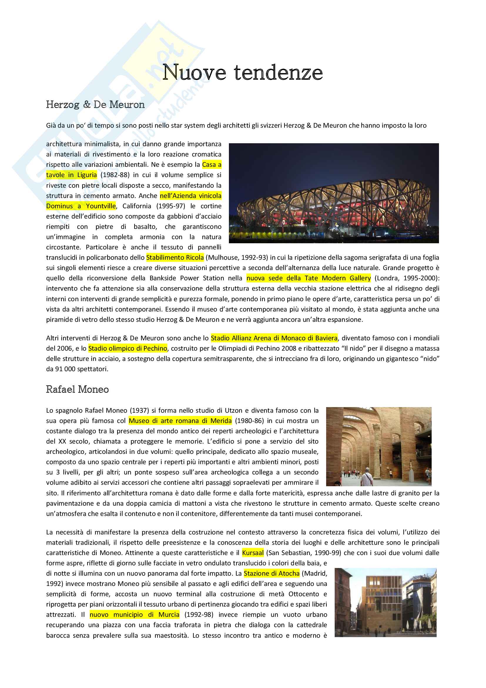 Le nuove tendenze: Herzog & de Meuron, Rafael Moneo, Alvaro Siza e Peter Zumthor Pag. 1