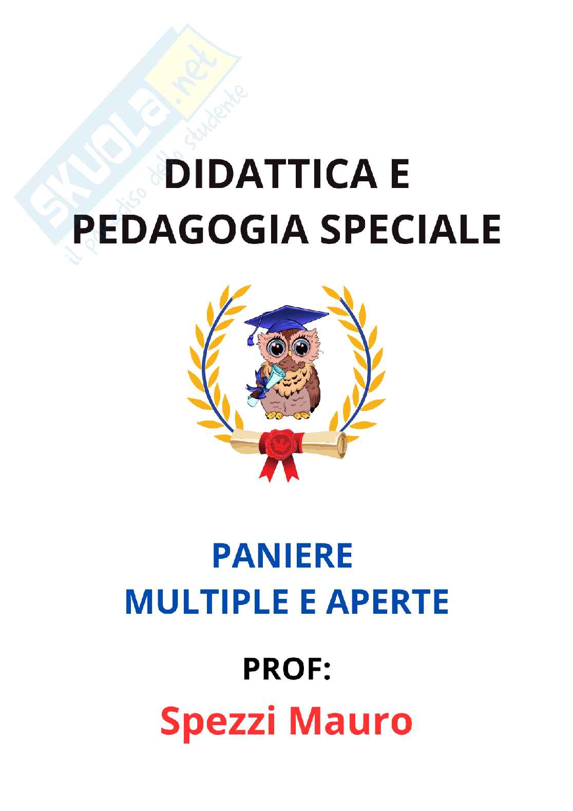 Paniere Completo di Didattica e pedagogia speciale (2026) - Risposte multiple e aperte corrette Pag. 1