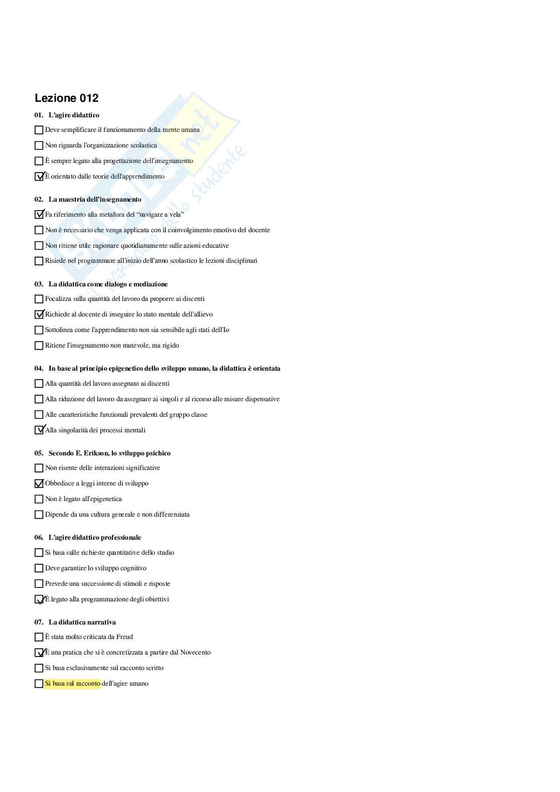 Paniere Completo di Didattica e pedagogia speciale (2026) - Risposte multiple e aperte corrette Pag. 16