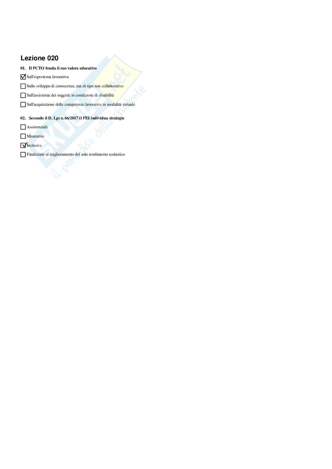 Paniere Completo di Didattica e pedagogia speciale (2026) - Risposte multiple e aperte corrette Pag. 26