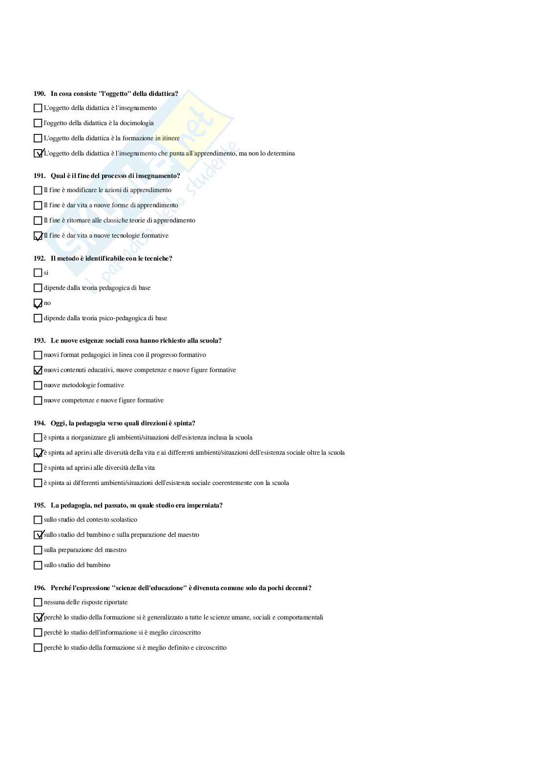 Paniere Completo di Didattica e pedagogia speciale (2026) - Risposte multiple e aperte corrette Pag. 81