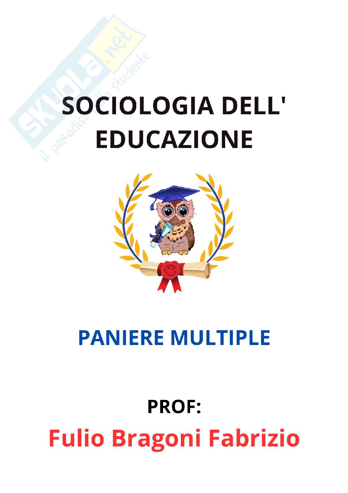 Paniere di Sociologia dell'educazione - Risposte multiple (2026) Pag. 1