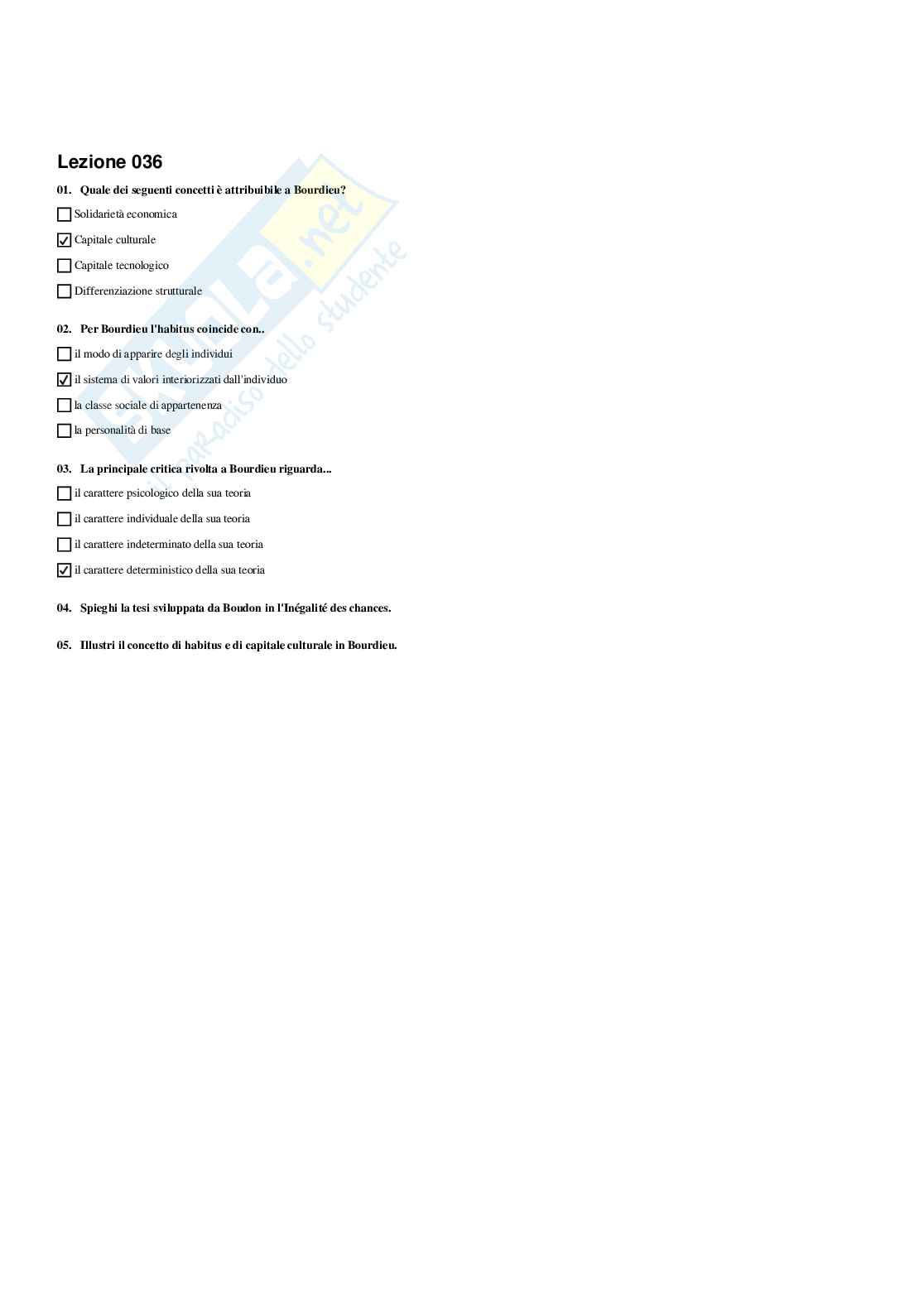 Paniere di Sociologia dell'educazione - Risposte multiple (2026) Pag. 36