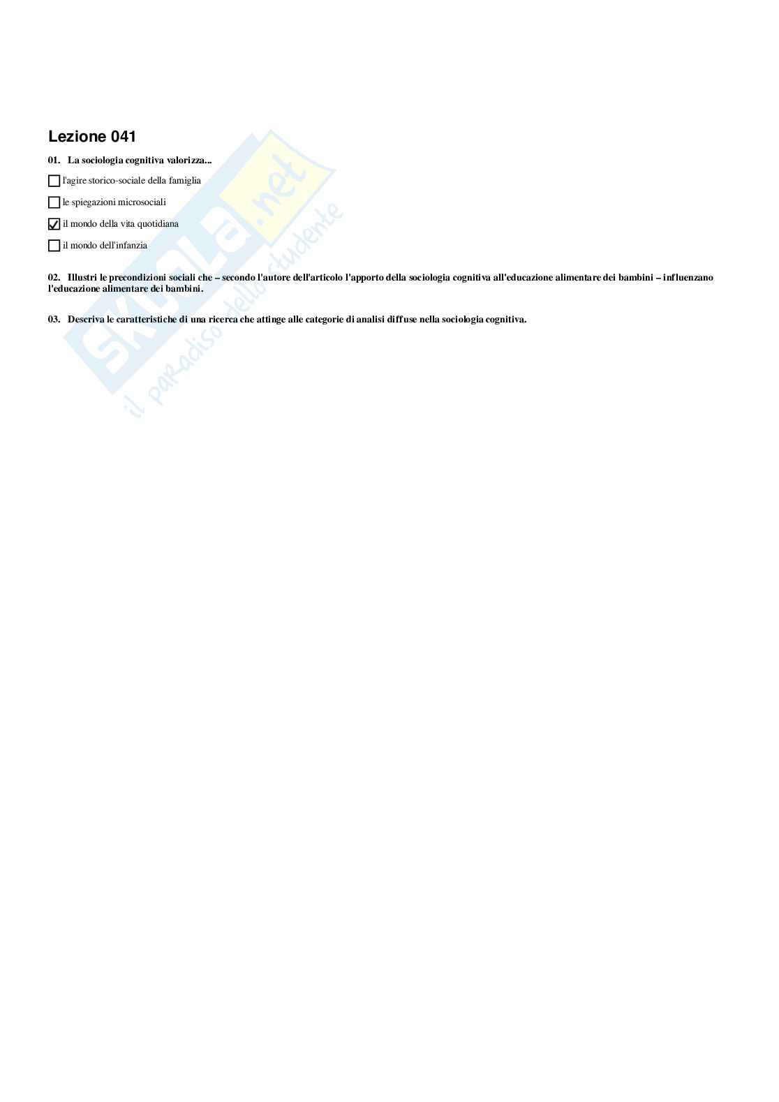 Paniere di Sociologia dell'educazione - Risposte multiple (2026) Pag. 41