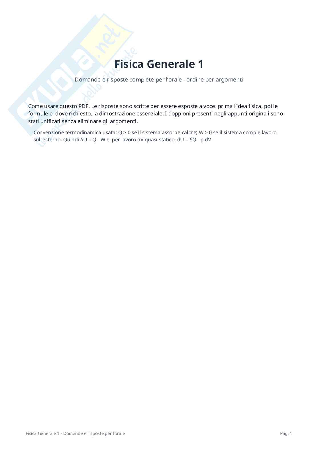 Possibili domande orale Fisica generale 1 Pag. 1