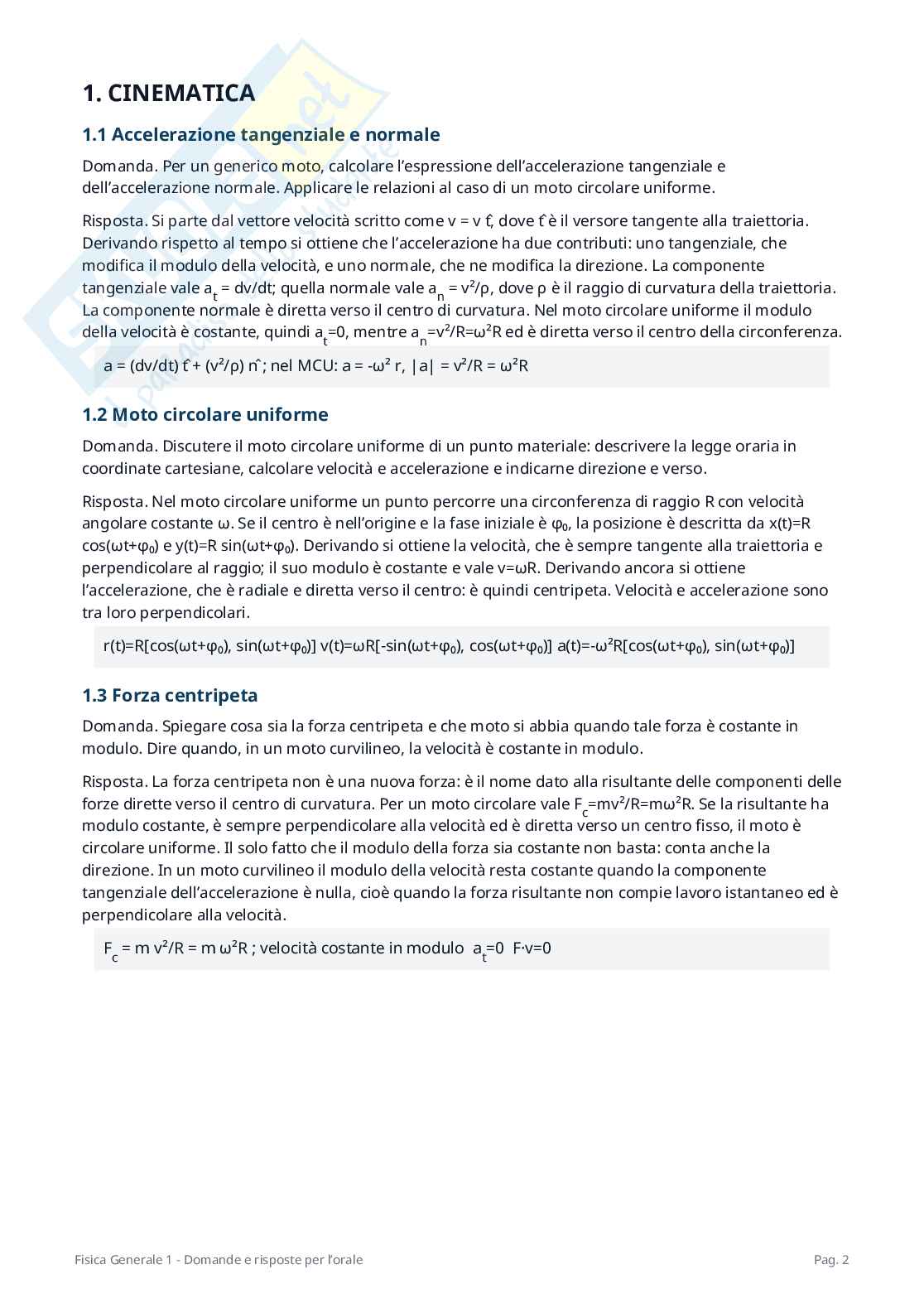 Possibili domande orale Fisica generale 1 Pag. 2