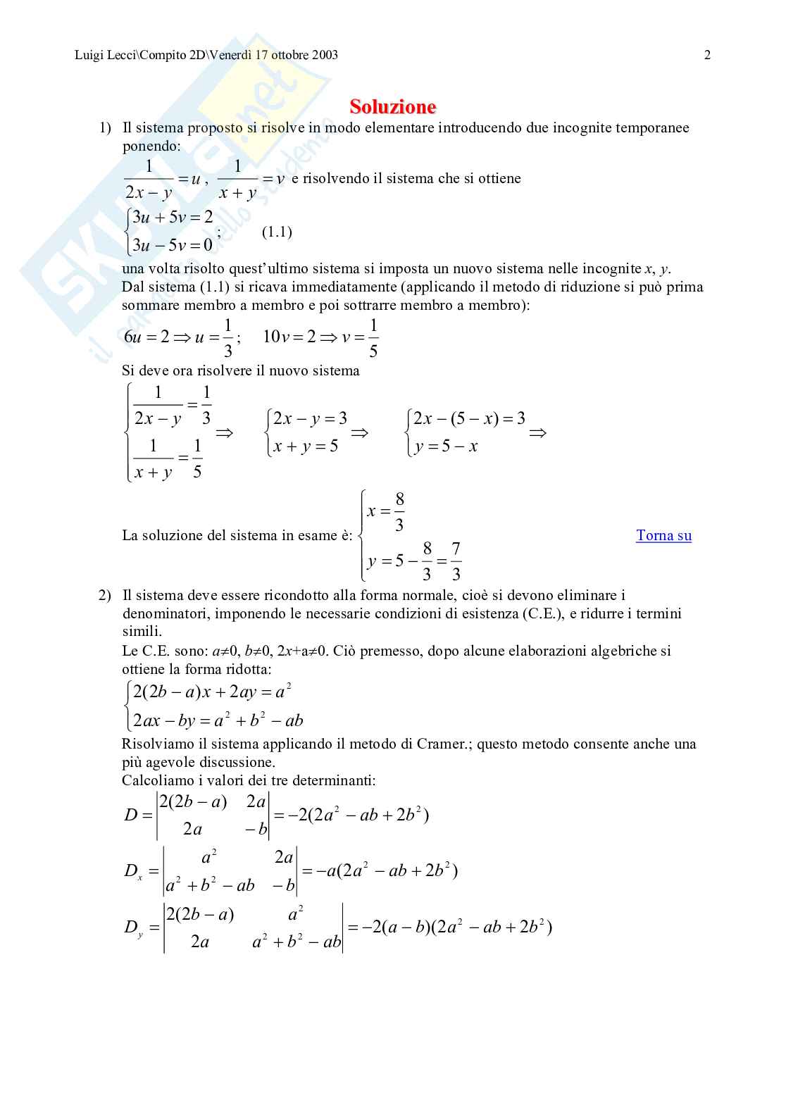 Compito in classe II liceo scientifico Pag. 2