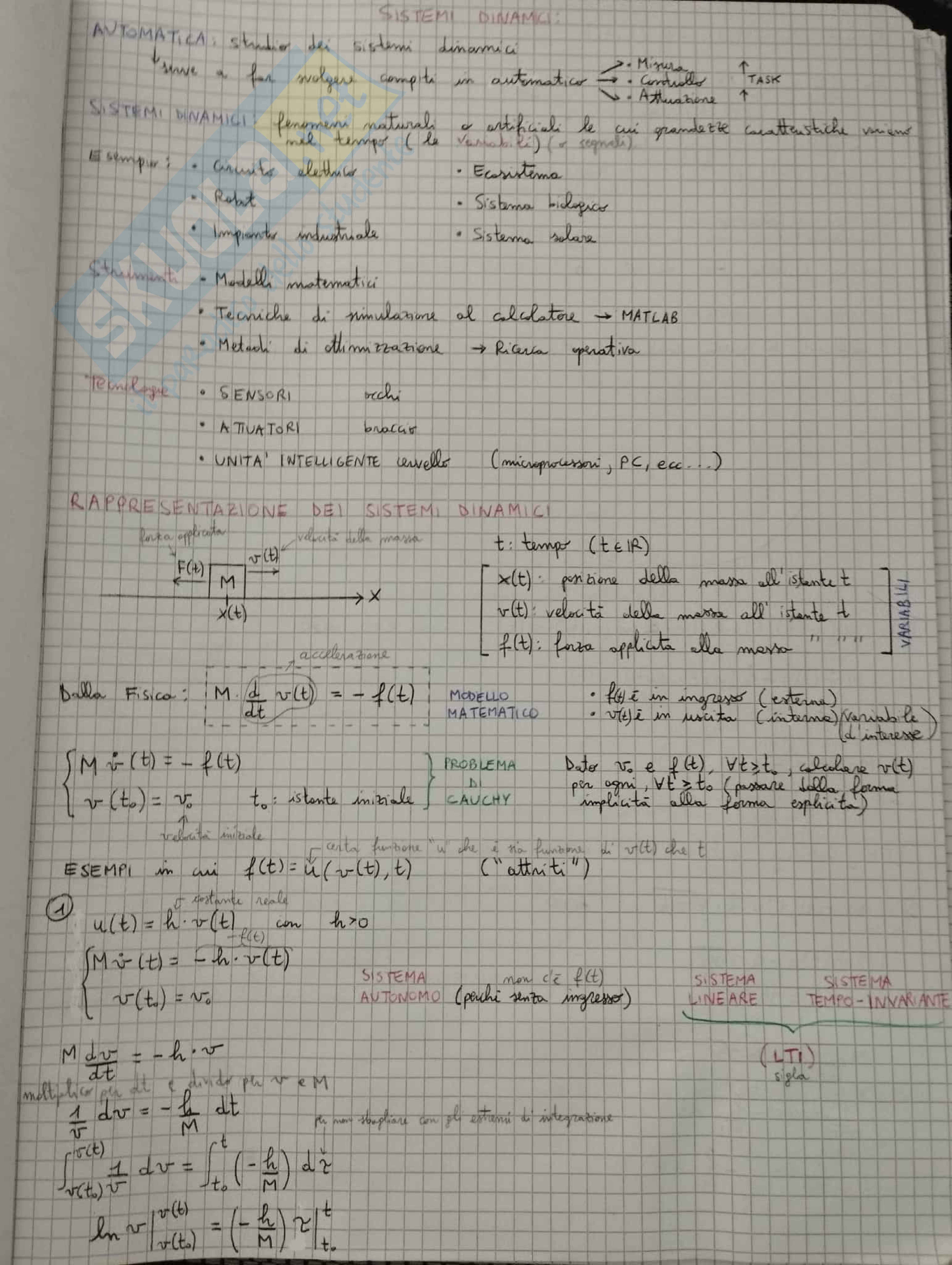 Corso Sistemi dinamici (1° parte) Pag. 1